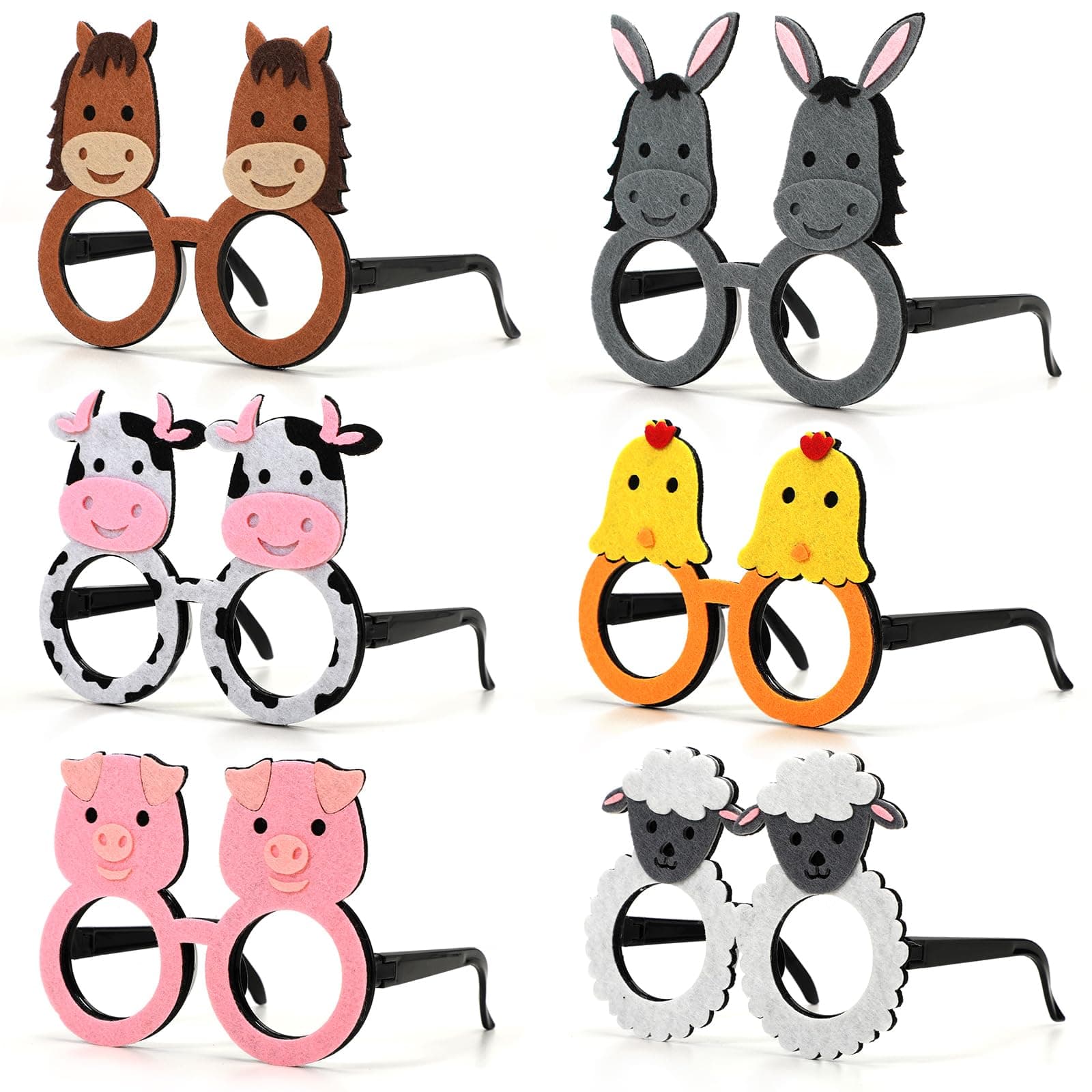 Faisichocalato Farm Animal Glasses Barnyard Party Favors Eyeglasses Frame Creative Funny Eyewear Costume Birthday Party Supplies