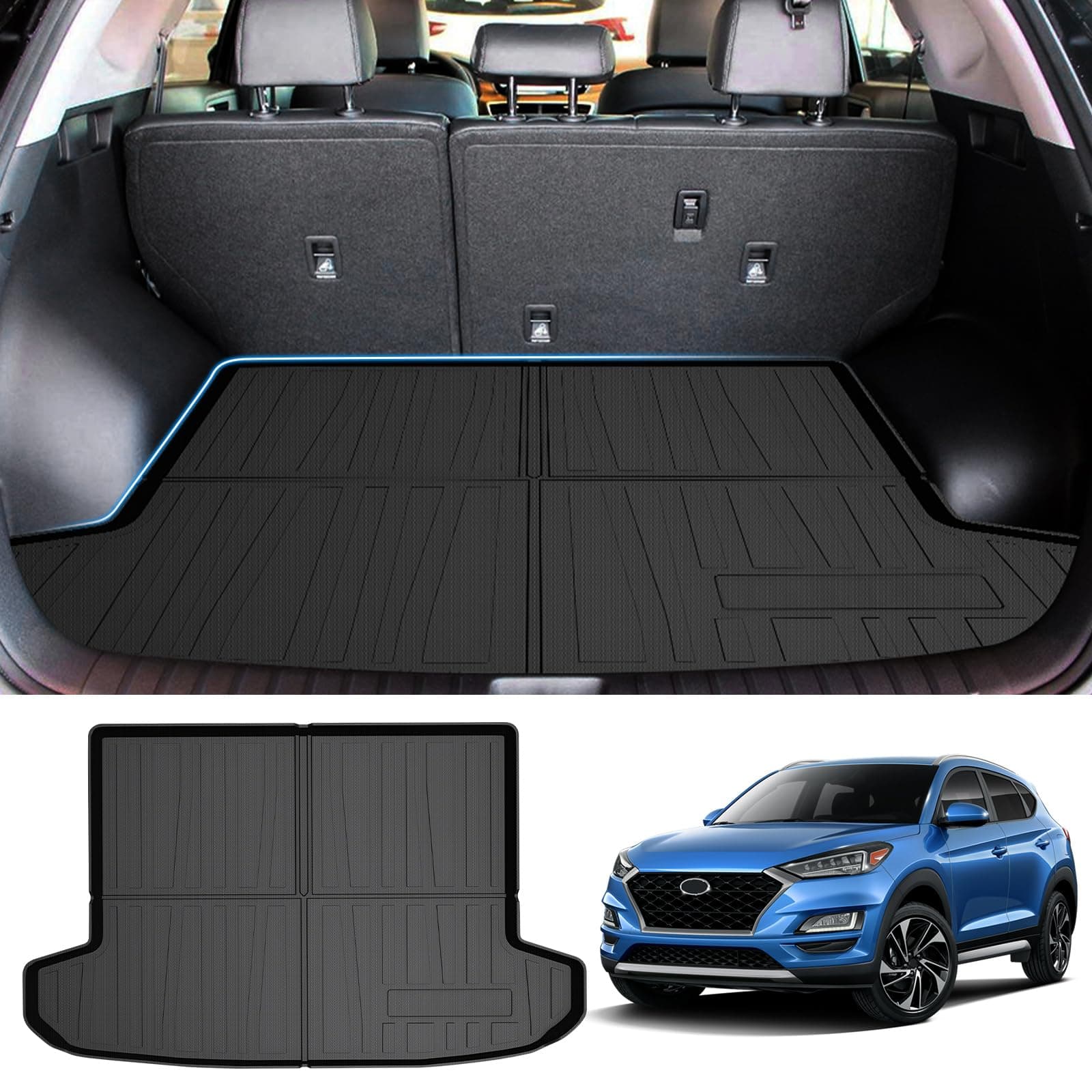 Powerty Trunk Mat for 2016-2020 2021 Hyundai Tucson Accessories Cargo Mats TPO All Weather Cargo Liner Heavy-Duty Trunk Liners (Not fit Hyundai Tucson NX4)