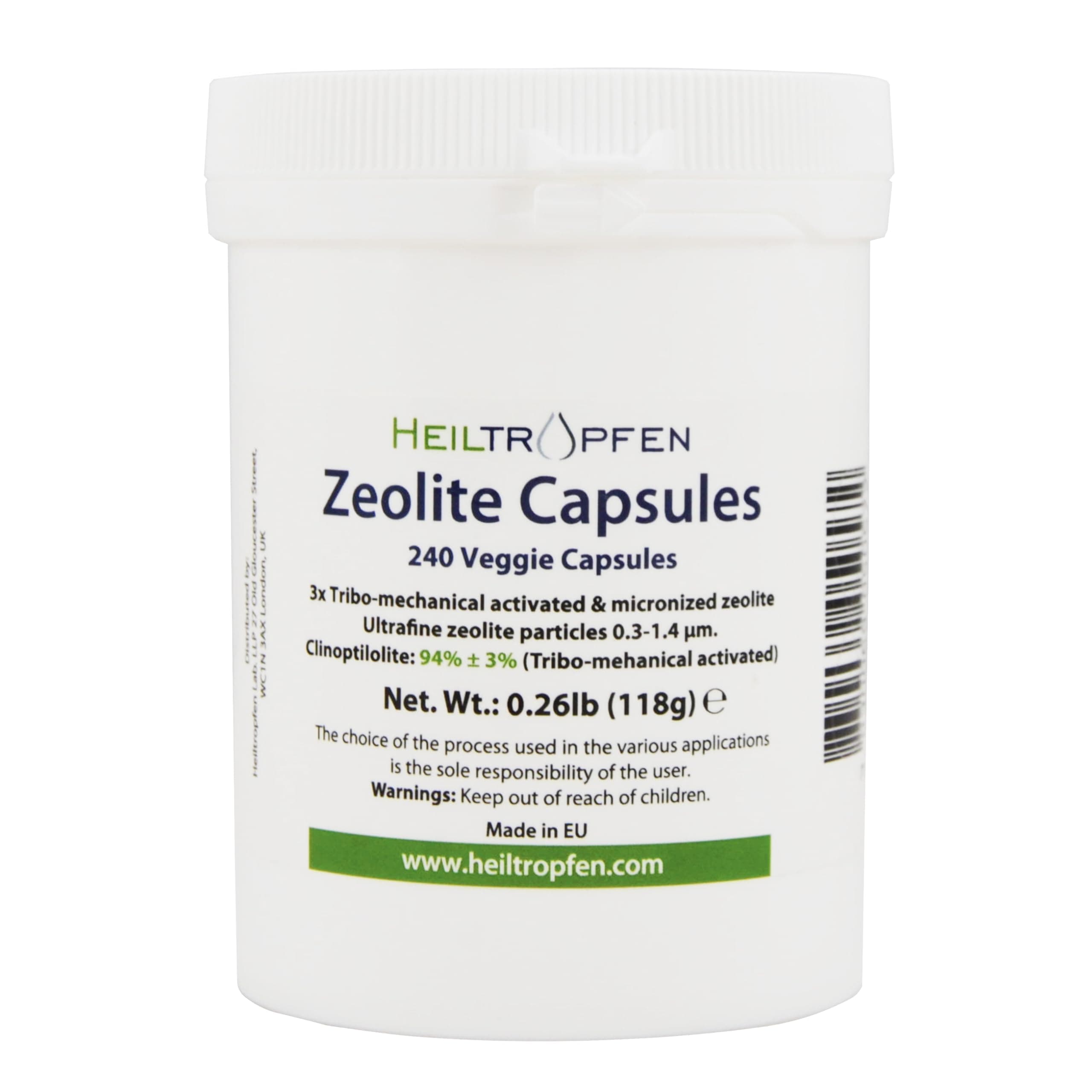 Heiltropfen Zeolite 240 Capsules | Clinoptilolite 95% | 3X Activated | Natural Mineral Dust Less-Than 2 µm | ®