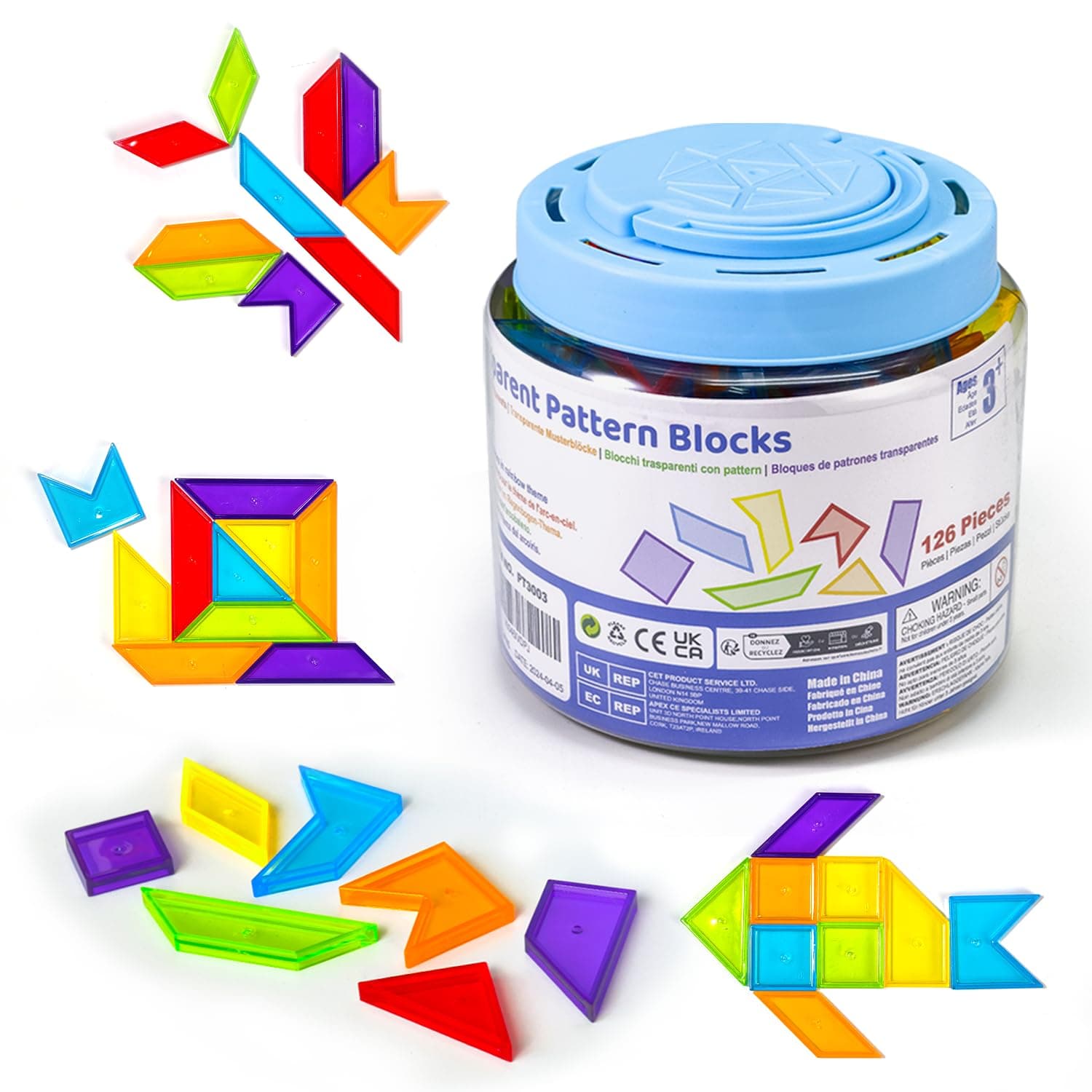 Transparent Pattern Blocks, Geometric Shapes Blocks, Tangram Puzzles, Practice Sorting Counting Patterning, Math Manipulatives for Kids, Back to School Supplies, Teacher Supplies