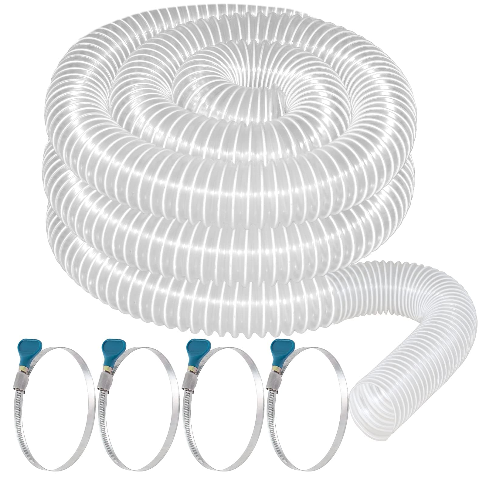 Heavy PVC Dust Collection Hose 2 1/2" x 20', Puncture Resistant PVC Dust Collection Hose with Carbon Steel Wire Coil for Woodworking, Workshops, Dust Collectors