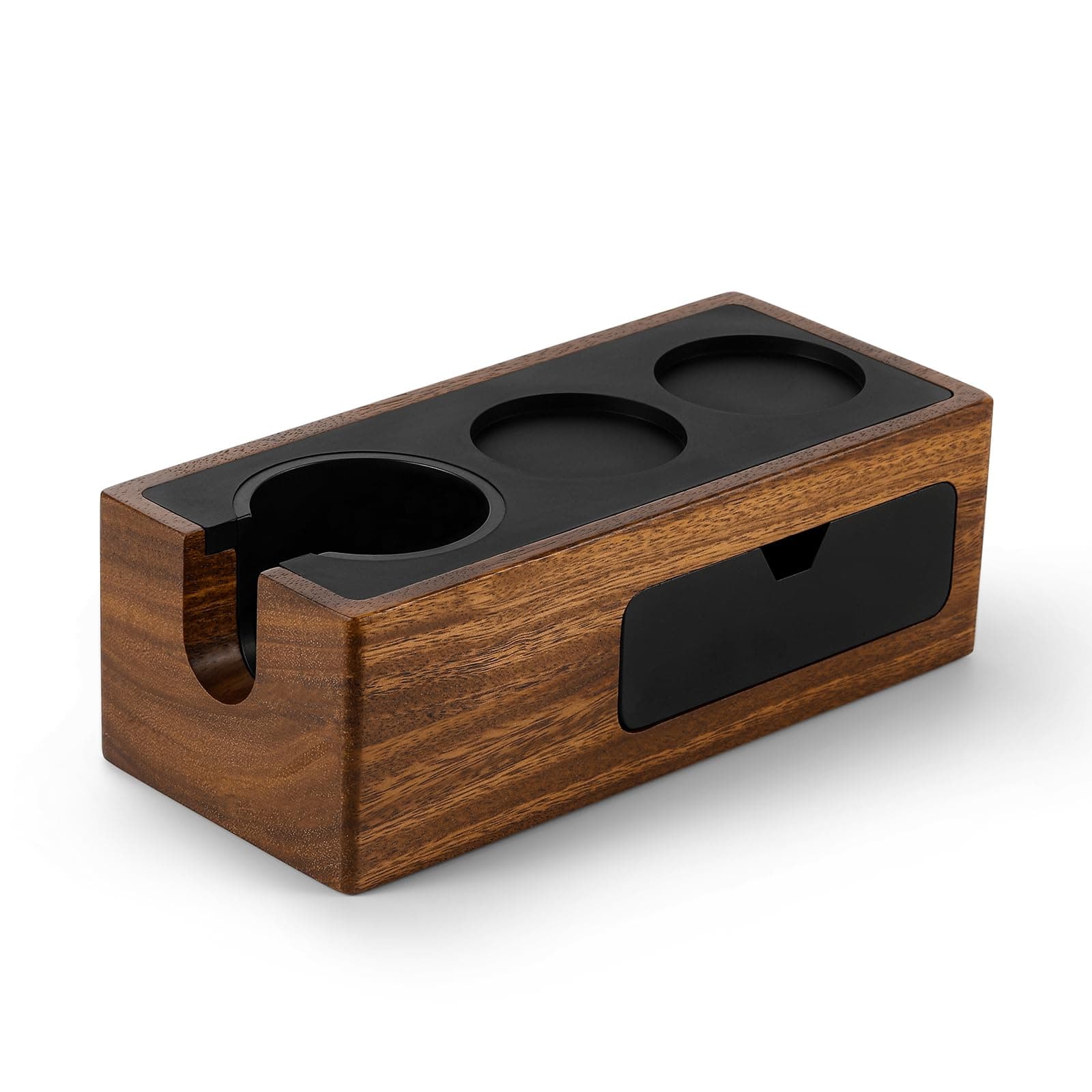 Espresso Tamper Station 51/53/58mm Wooden Coffee Portafilter Holder Espresso Tamp Stand with Magnetic Drawer CH5529, Upgraded Walnut-2 51-58mm