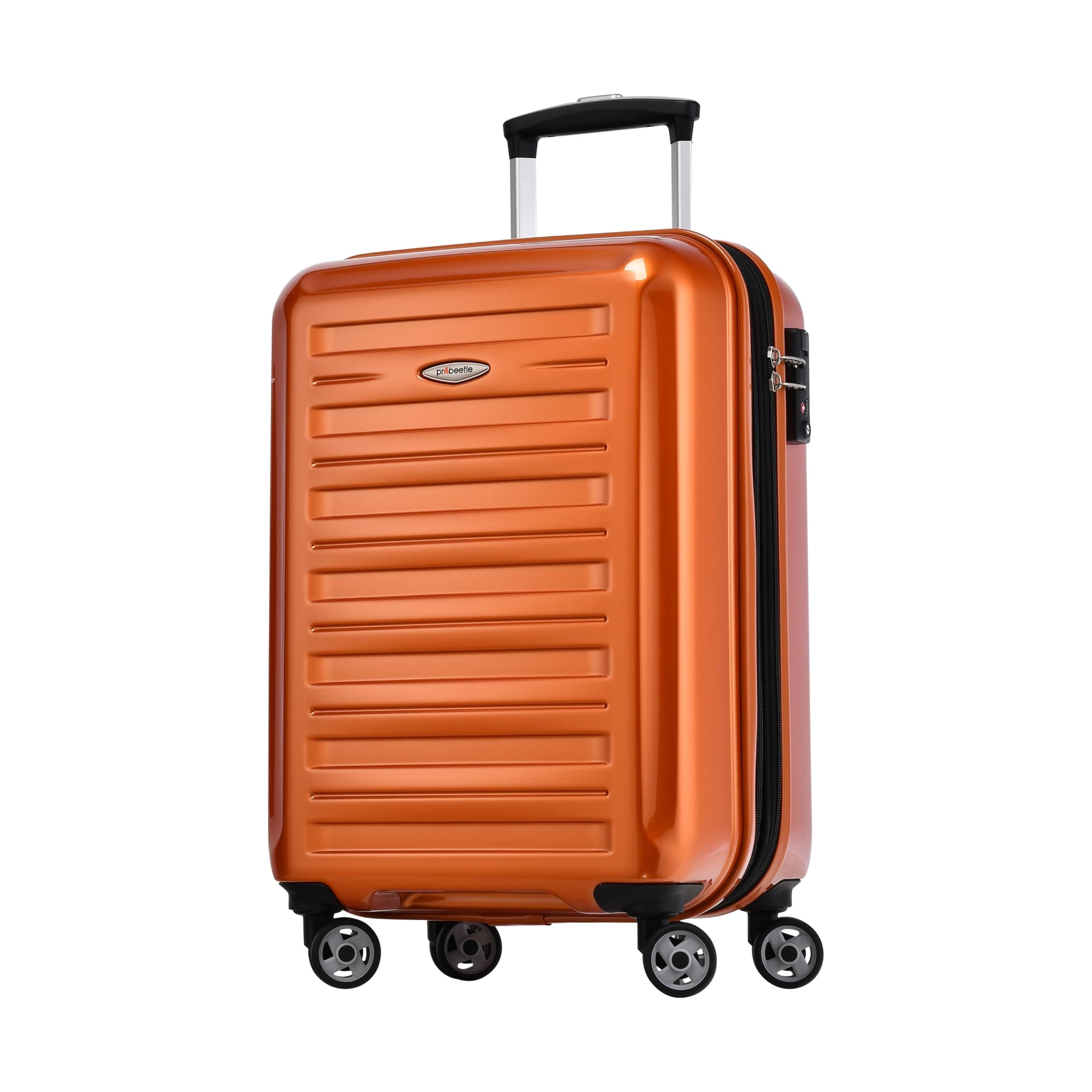 Probeetle by EminentHand Luggage Voyager IX Expandable Small 55cm 47/56L Super Lightweight 4 Double Wheels 360° Hard Shell Suitcase Orange