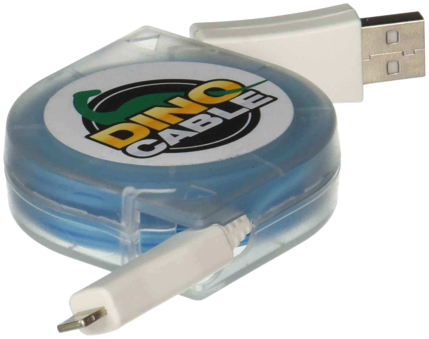 Dino Cable for Apple Iphone 5, 5s, 6, 6 Plus, Ipad Retractable Sync & Charger Cable for Travel Cable Tangle-free (Blue)