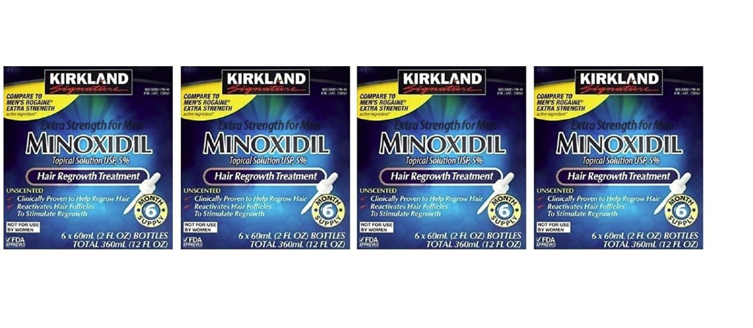 Kirkland Minoxidil 5% Topical Solution Extra Strength Hair Regrowth Treatment for Men Dropper Applicator Included (1 month to 24 month supplies available) (2 year supply)