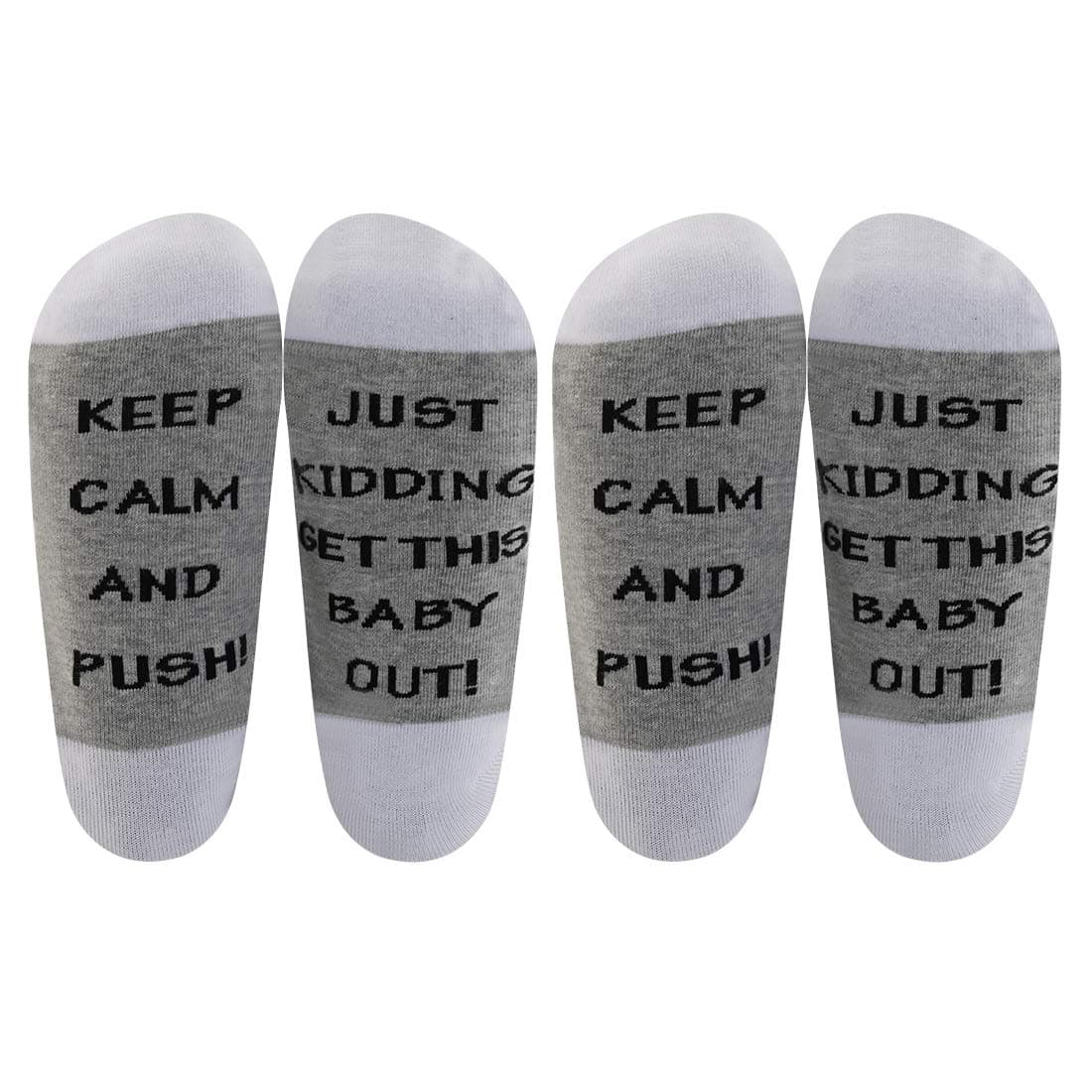 LEVLOFunny Delivery Gift Labor and Delivery Socks Keep Calm and Push Maternity Labor Socks Pregnant Mom Gift