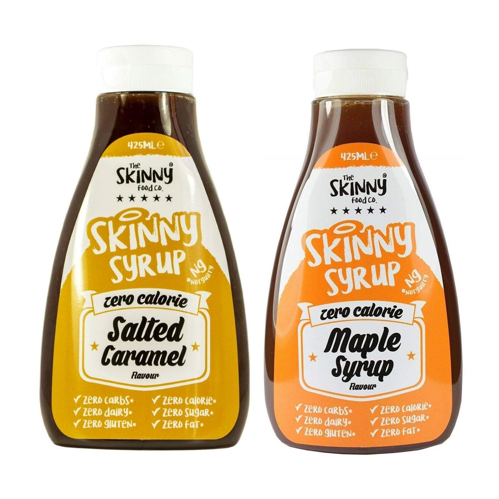 Syrup Twin Pack - Salted Caramel & Maple Syrup Dessert Topping Sugar Free Zero Calories Guilt Free Sauce