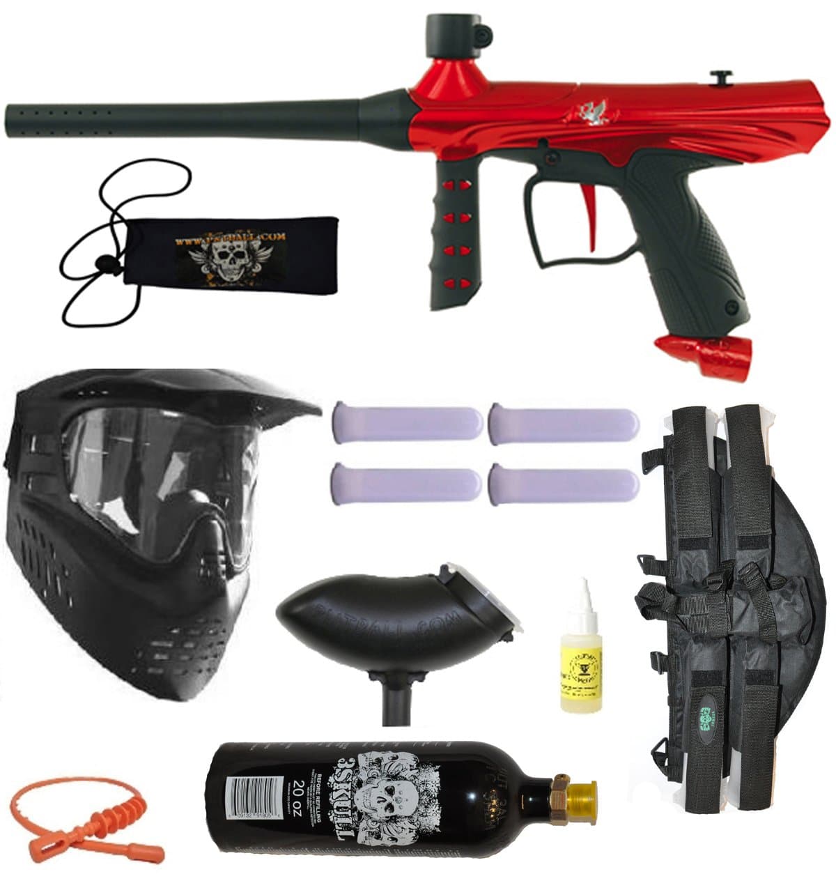 Tippmann Gryphon Paintball Marker Gun 3Skull 4+1 BC Mega Set - Red