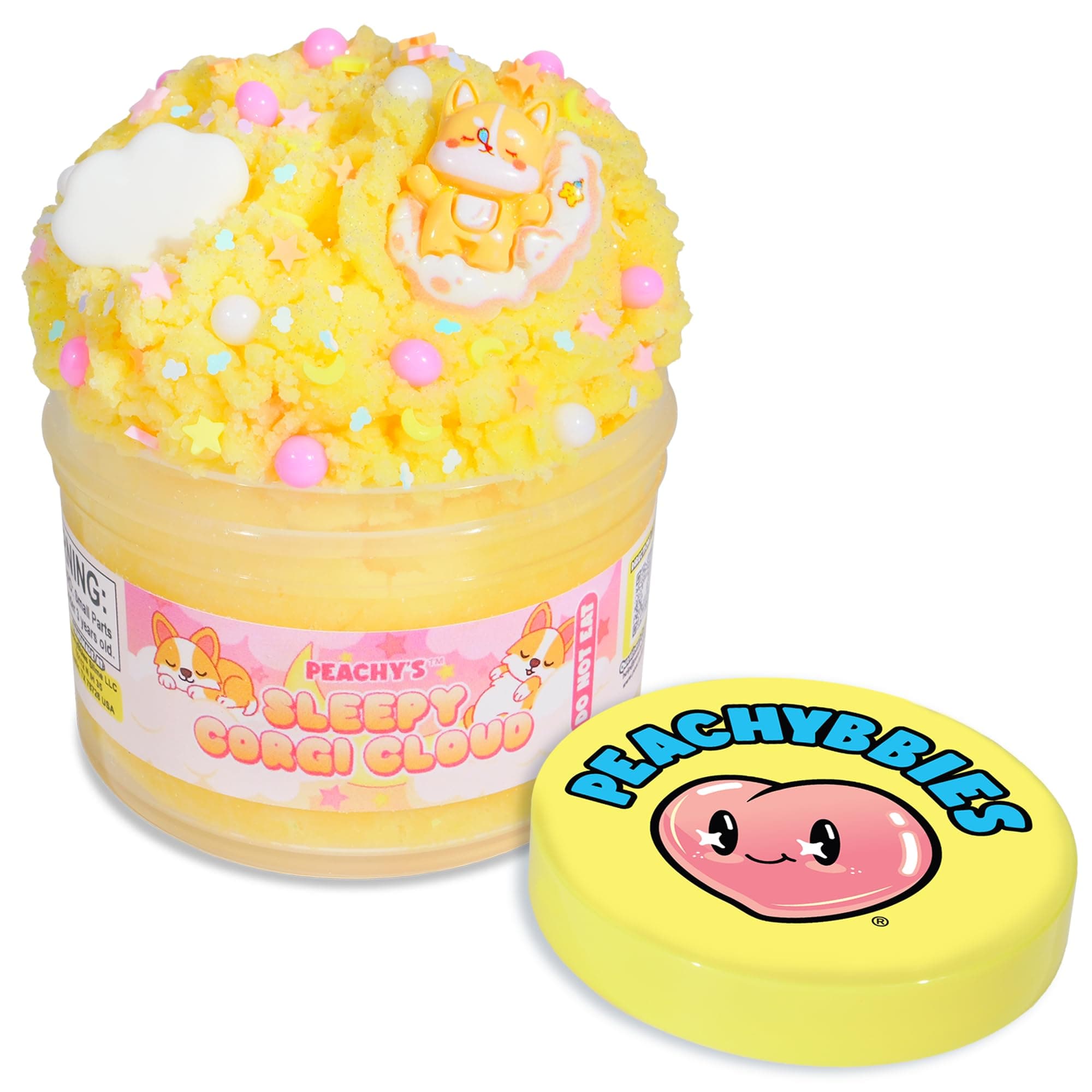 Peachybbies Sleep Corgi Cloud Slime,Made in the USA Premium Scented Slime 100% Real Peach Bee, 7 oz, Cloud Fabric for Kids, ASMR, Sensory Gifts for Kids, Fidget Toy