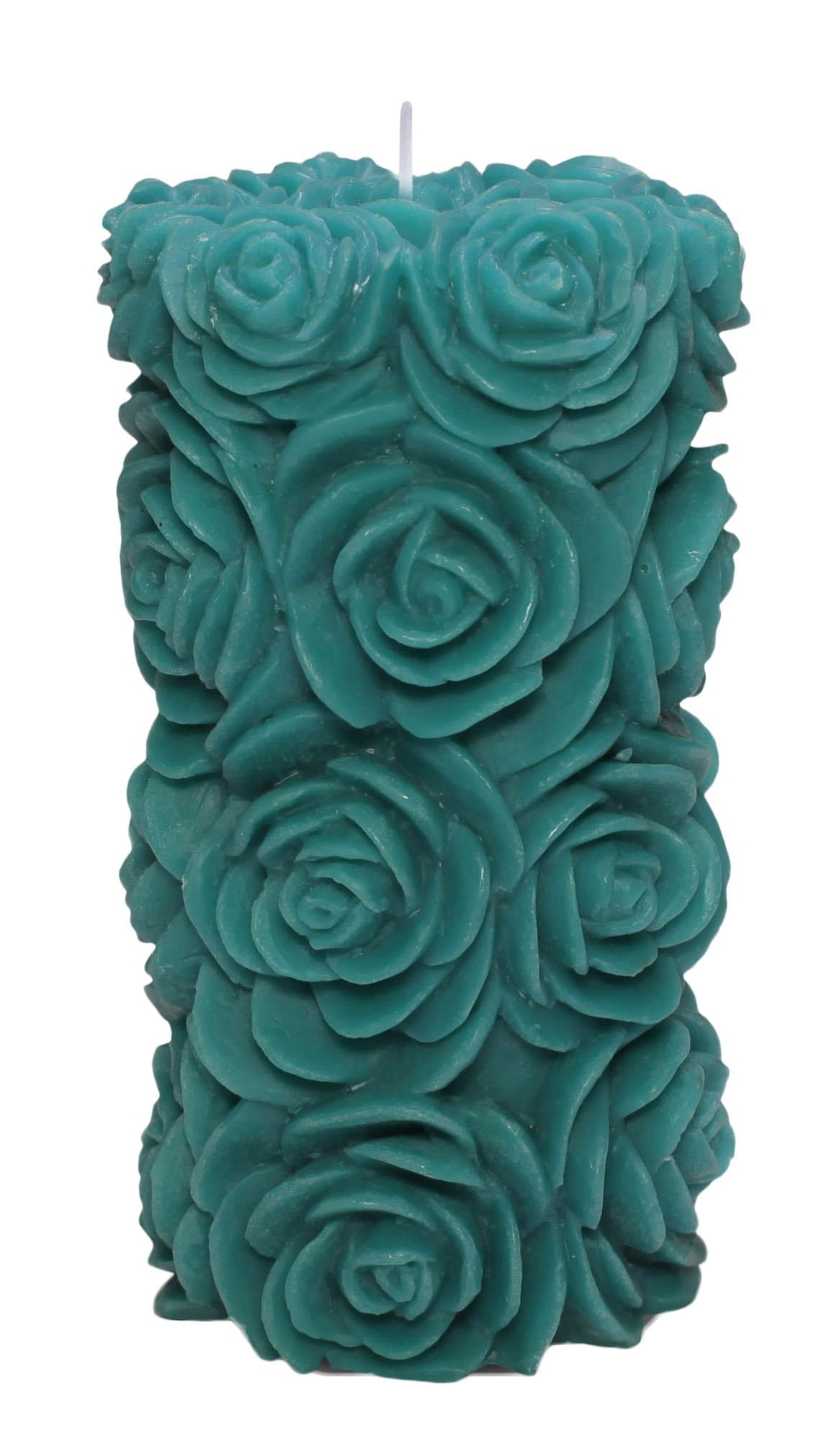 Medium Turquoise Flora Pillar Candle