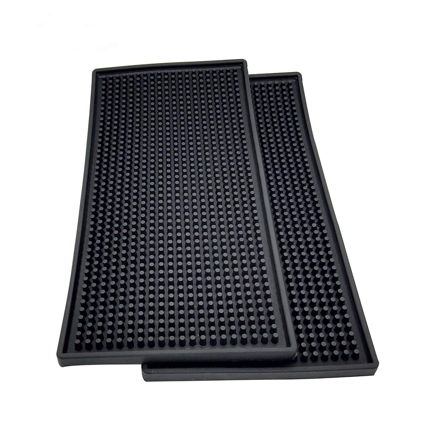 2 Pack Bar Service Mat, Black Salon Barber Work Station Mat, Anti-Slip Flexible Rubber Work Mat for Clippers, Professional Countertop Protection Mat for Bar Service, Sink Mat, Beauty Salon 12"x6"