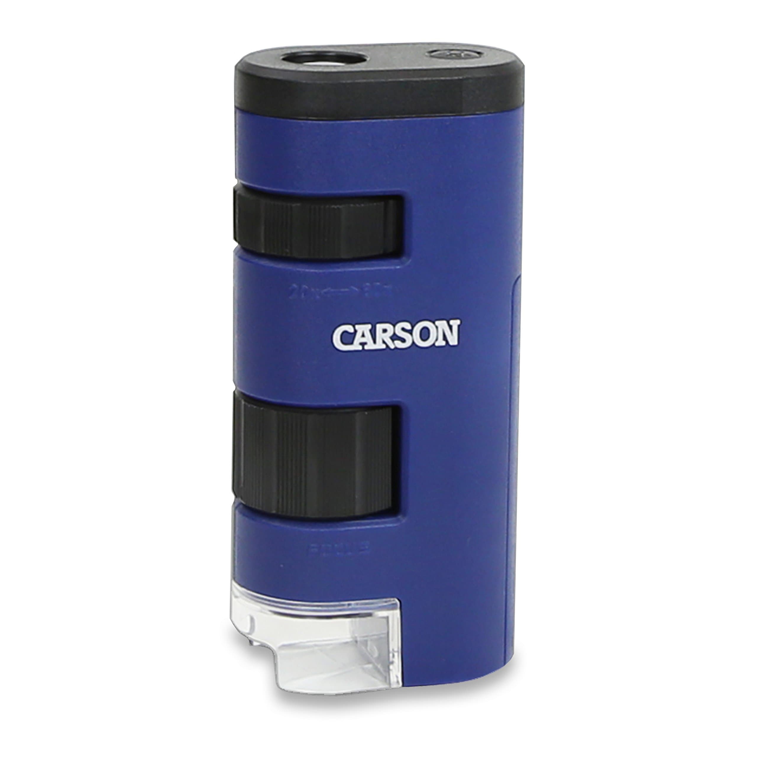 Carson Pocket Micro 20x-60x LED Lighted Pocket Microscope for Viewing Stamps, Coins, Fabric, Nature, Printing, Electronics and Everyday Items (MP-250), Blue
