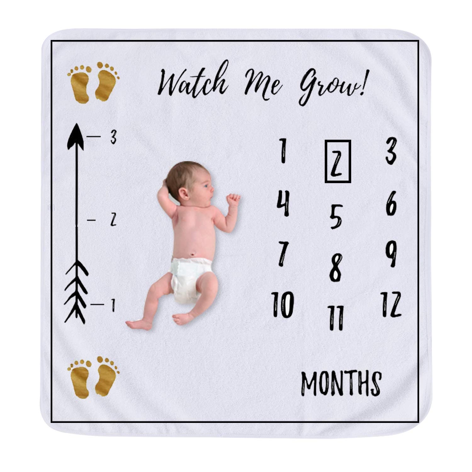 Emerald Bella Baby Monthly Milestone Blanket with Photo Frame Prop for Baby Pictures Newborn Thick Fleece Personalized Photography Background Blankets Watch Me Grow Memory Blanket
