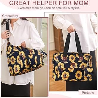 Diaper Bag Tote - Diaper Baby Bags with Pacifier Case, Shoulder Straps, Stroller Clips, Waterproof Large Mommy Maternity Travel Baby Bag for Mom and Dad, Sunflower, Medium