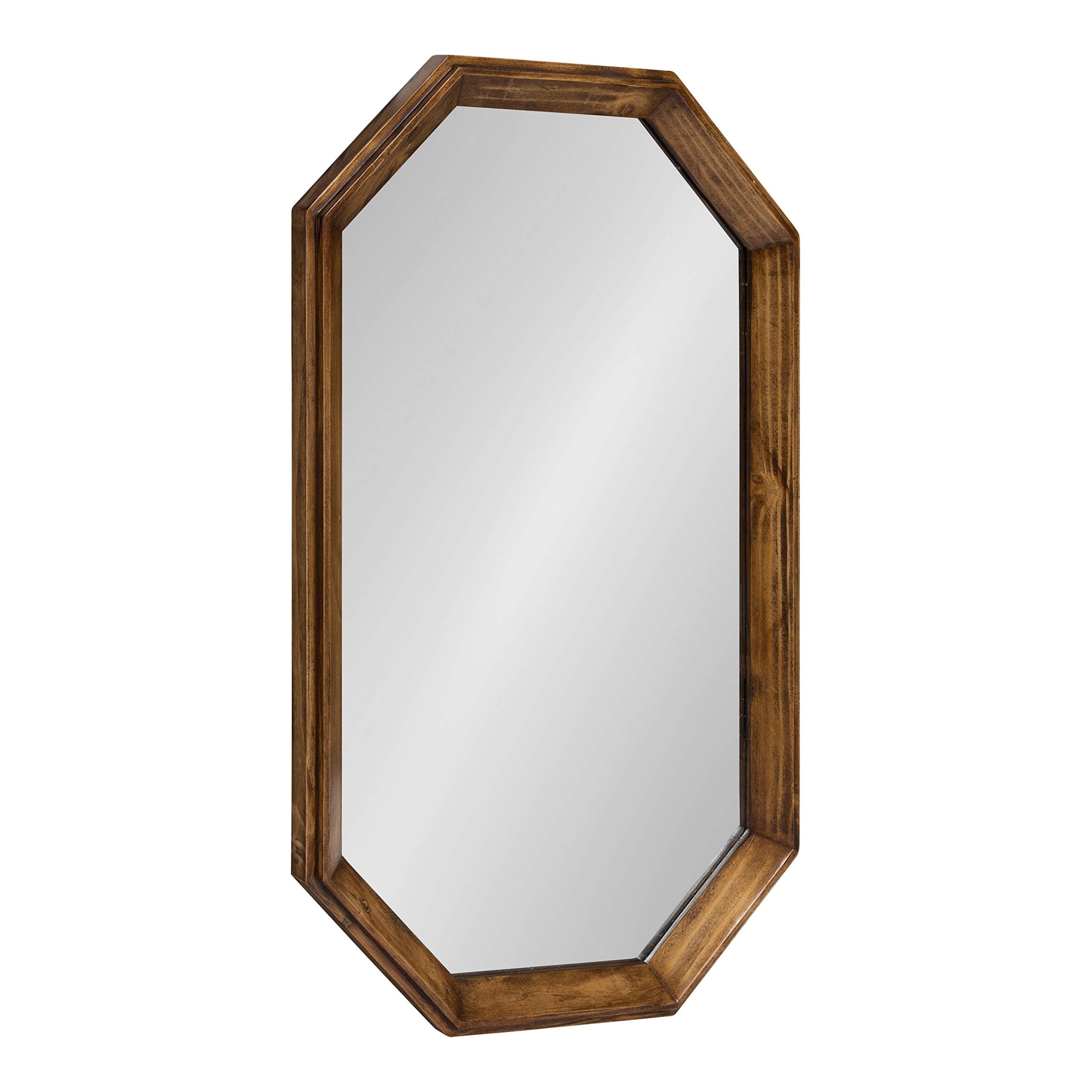 Kate and Laurel Abernathy Modern Octagon Wood Frame Wall Mirror, Rustic Brown