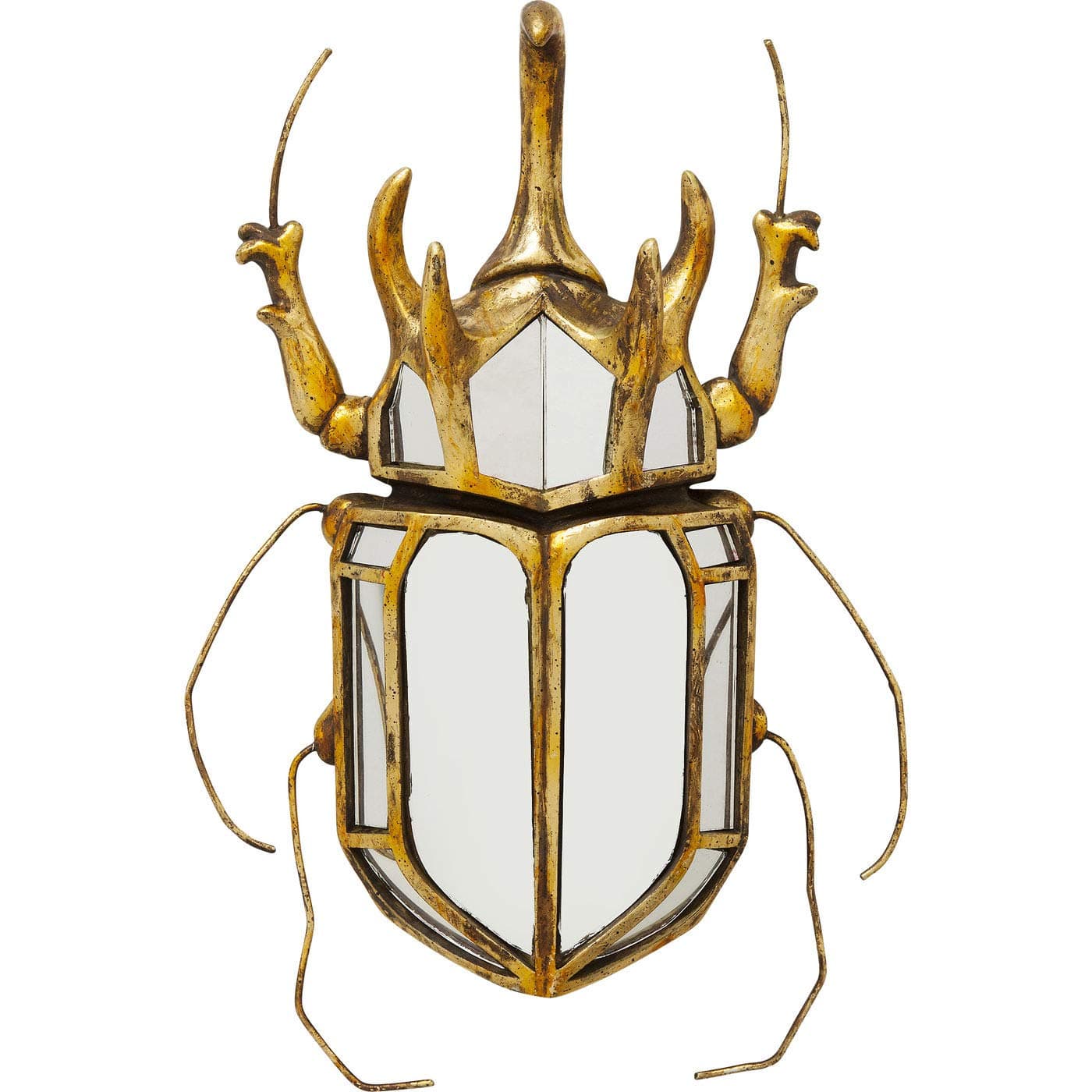 KAREBeetle Mirror Design Wall Decoration Gold Wall Decoration Beetle Glass Mirrored Handmade 39 x 25 x 6 cm (H x W x D)