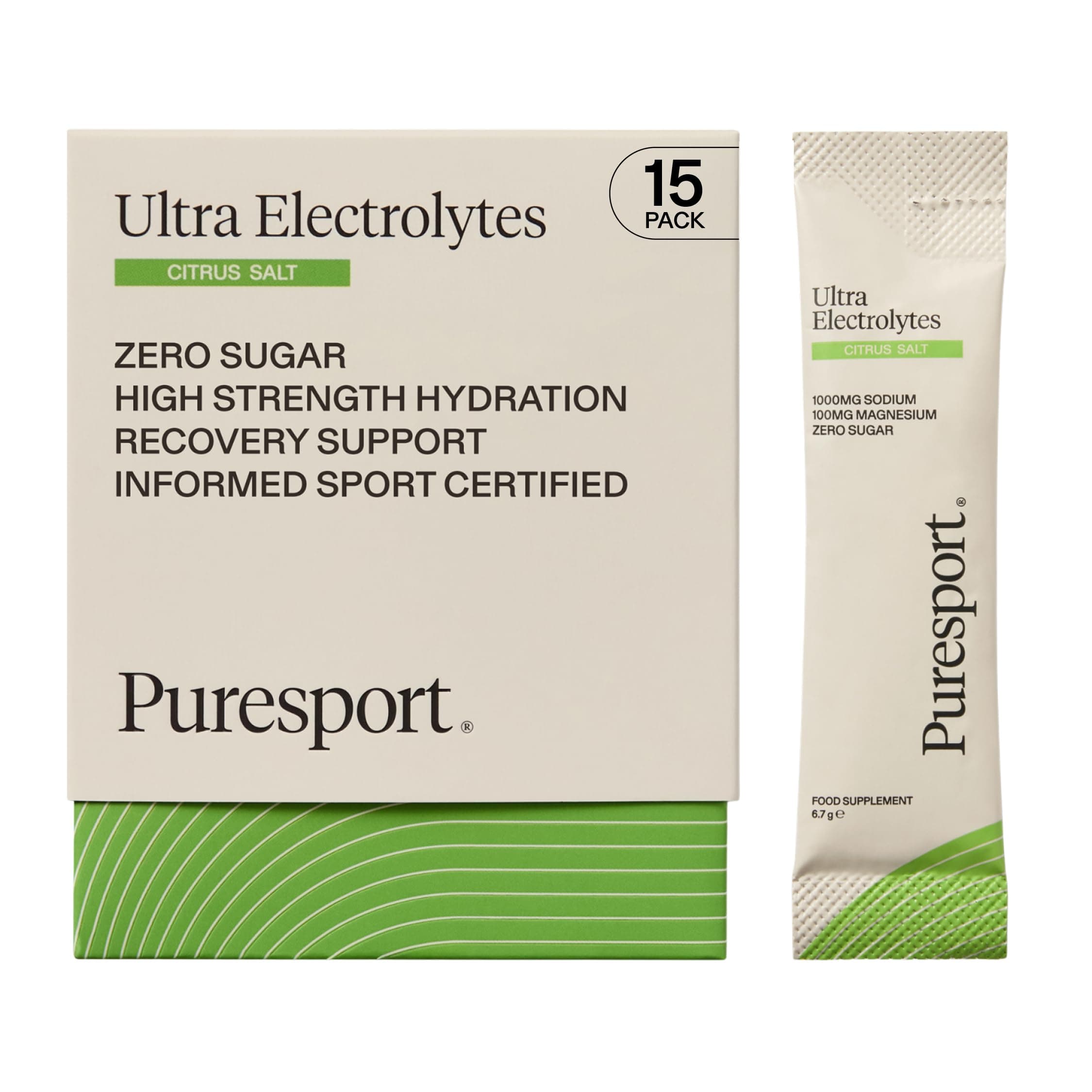Puresport Ultra Electrolytes (Citrus Salt/15 Sachets) | Science-Backed Electrolytes Powder | Optimises Hydration | Supports Muscle Function | No Added Sugar