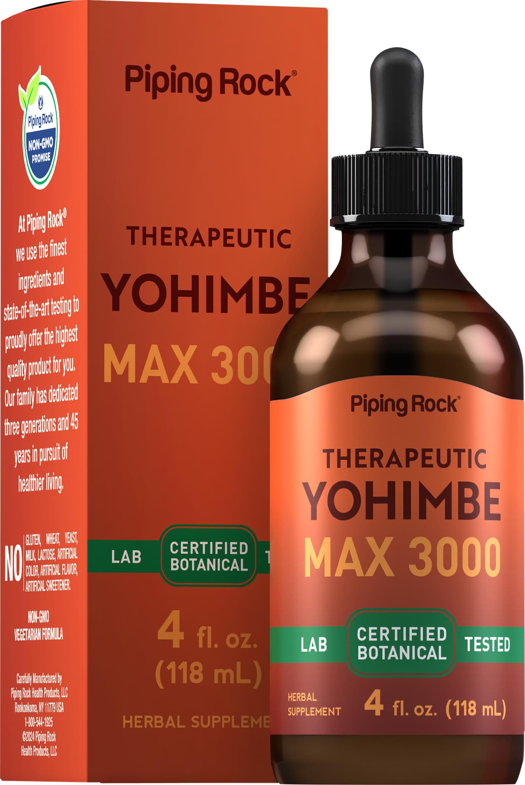 Piping Rock Yohimbe Bark Extract Supplement | 4 Fl Oz | Herbal Liquid Drops for Men & Women | Alcohol Free | Vegetarian, Non-GMO, Gluten Free