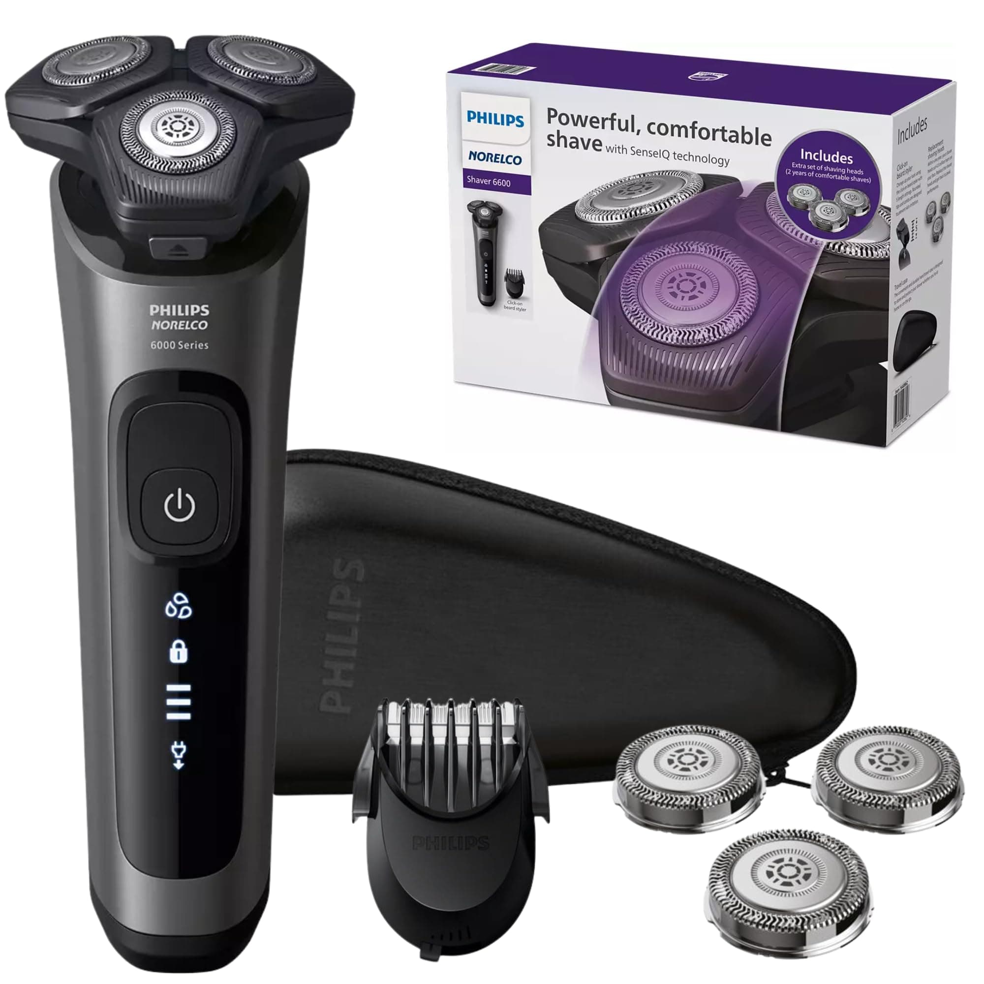 Shavers for Men, Rechargeable Wet/Dry With SenseIQ Technology, Cordless Razors With Pop-up Trimmer, Travel Case