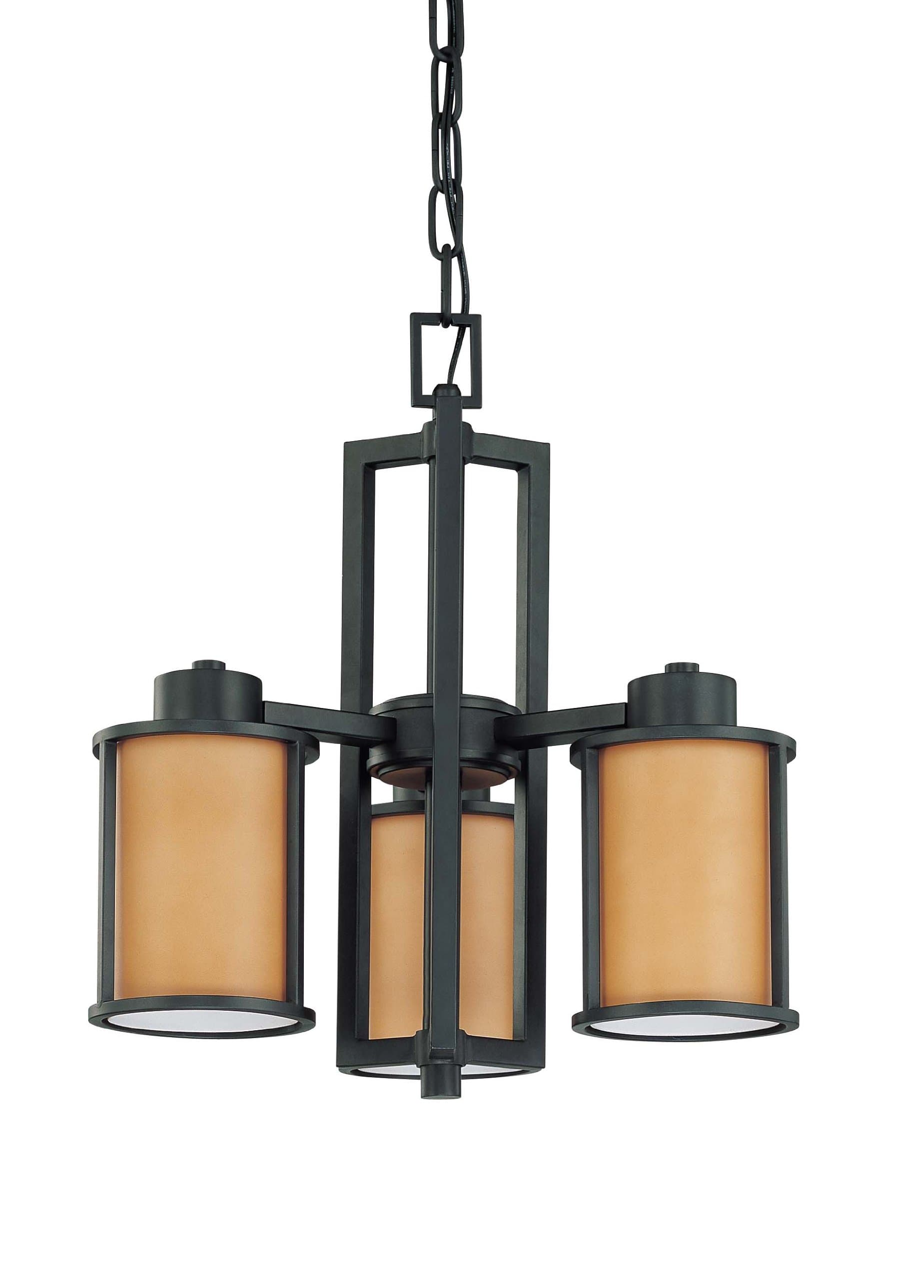 Nuvo Lighting 60/3825 Odeon 3-Light Chandelier with Convertible Arms Up or Down and Parchment Glass, Aged Bronze