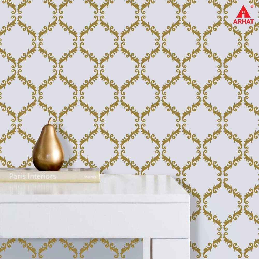 Arhat Stencils Glossy PVC ASR-E180 Damask Wall Stencils