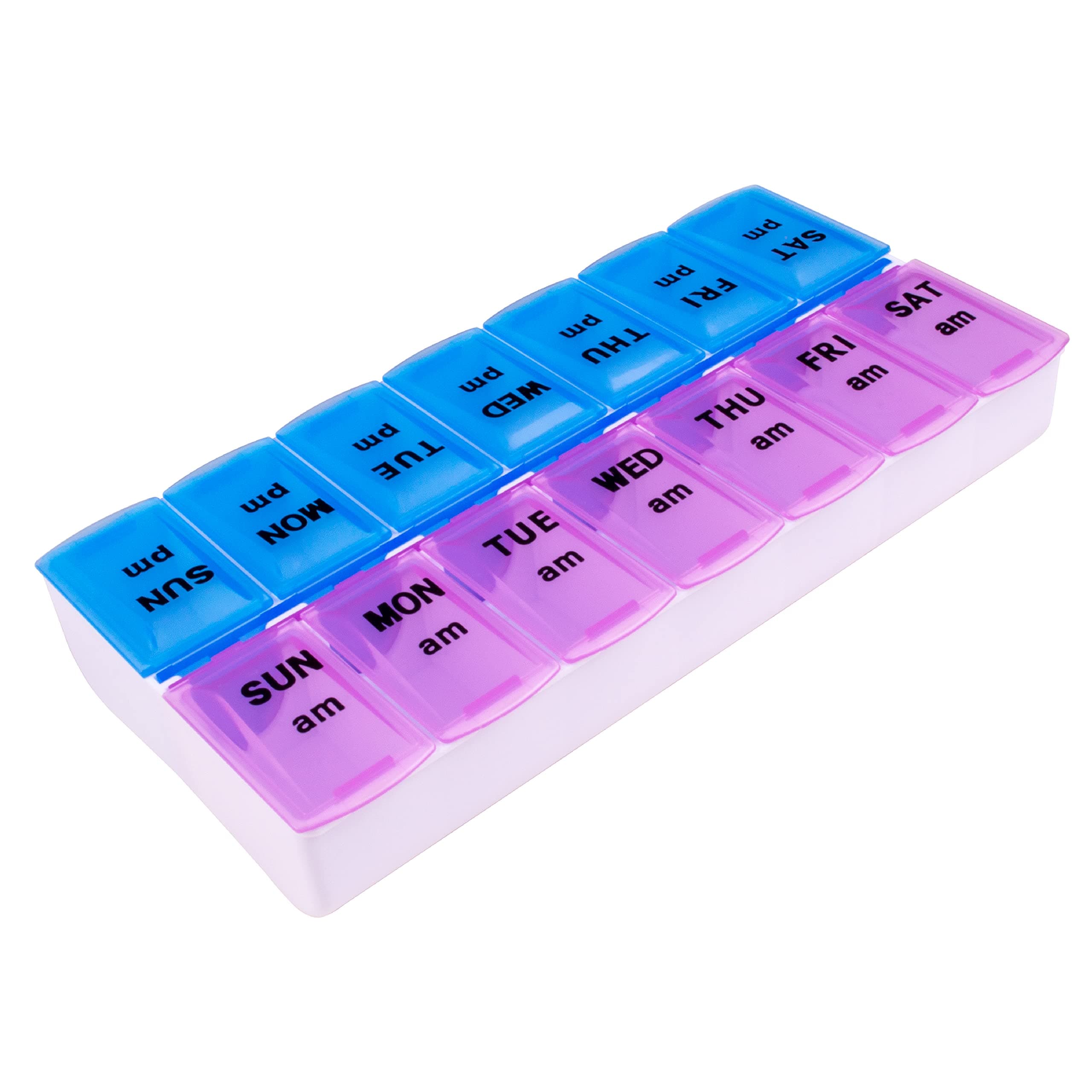 ApexTwice-A-Day Weekly Pill Organizer, Weekly Pill Organizer, 2 Times a Day Color-Coded, Easy-Open, See-Through Lids, Organize Medication or Vitamins by AM, PM or Morning and Bedtime