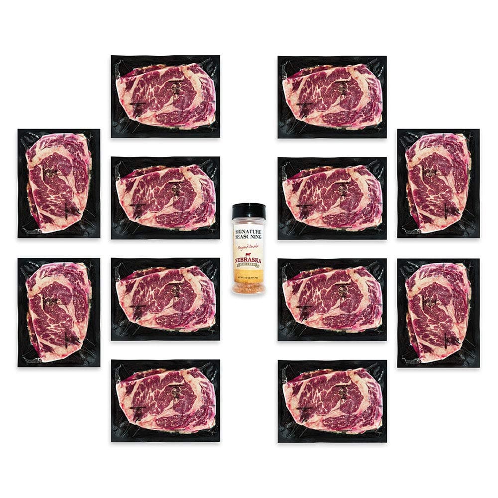 Nebraska Star Beef All Natural Steaks - 14oz Ribeye 10 pack with Signature Seasoning