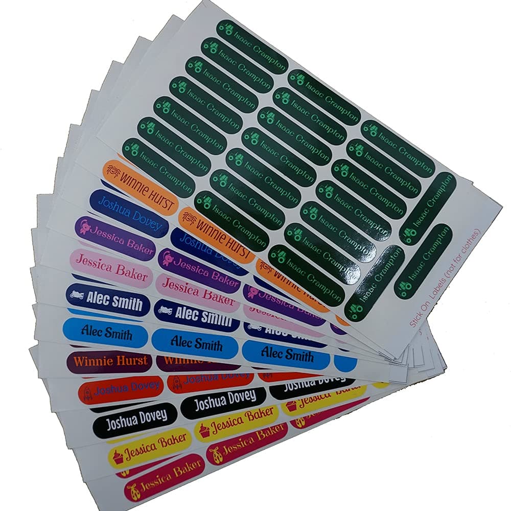 Coloured Stick On Name Labels/Stickers not for Clothes (48)