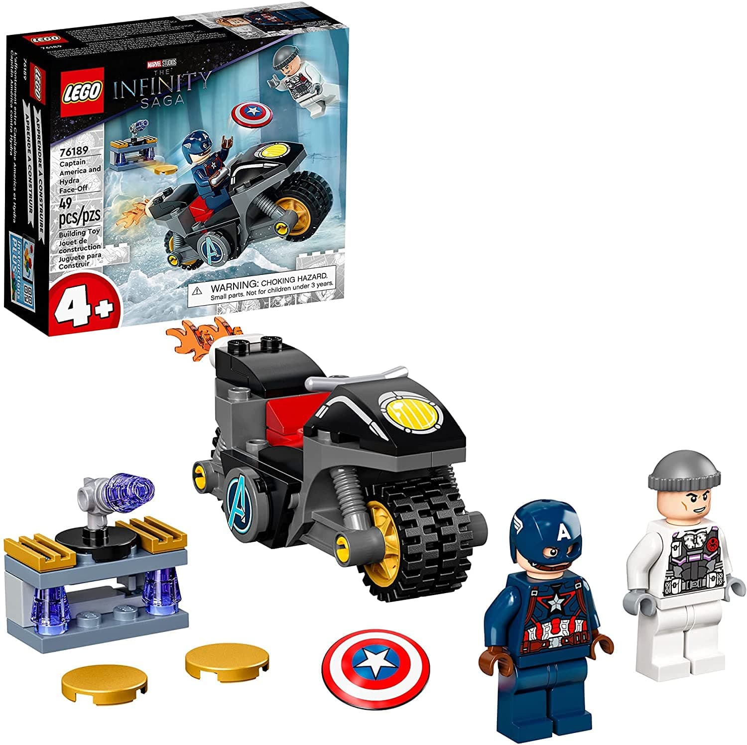 LEGO Marvel Captain America and Hydra Face-Off 76189 Collectible Building Kit; Captain America and Motorcycle Set; New 2021 (49 Pieces)
