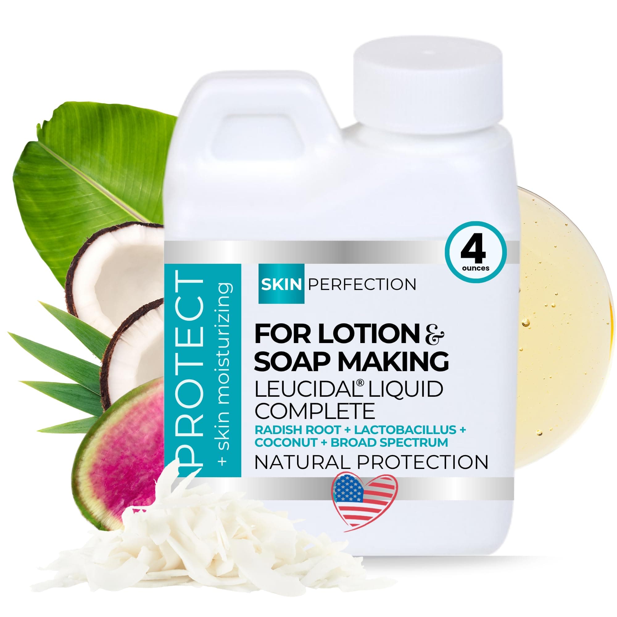 Skin Perfection Leucidal Liquid Complete - Ideal Water Based Moisturizer & Lotion Making Supplies - Natural Preservative Alternative with Root Ferment Filtrate, Lactobacillus & Coconut Fruit Extract