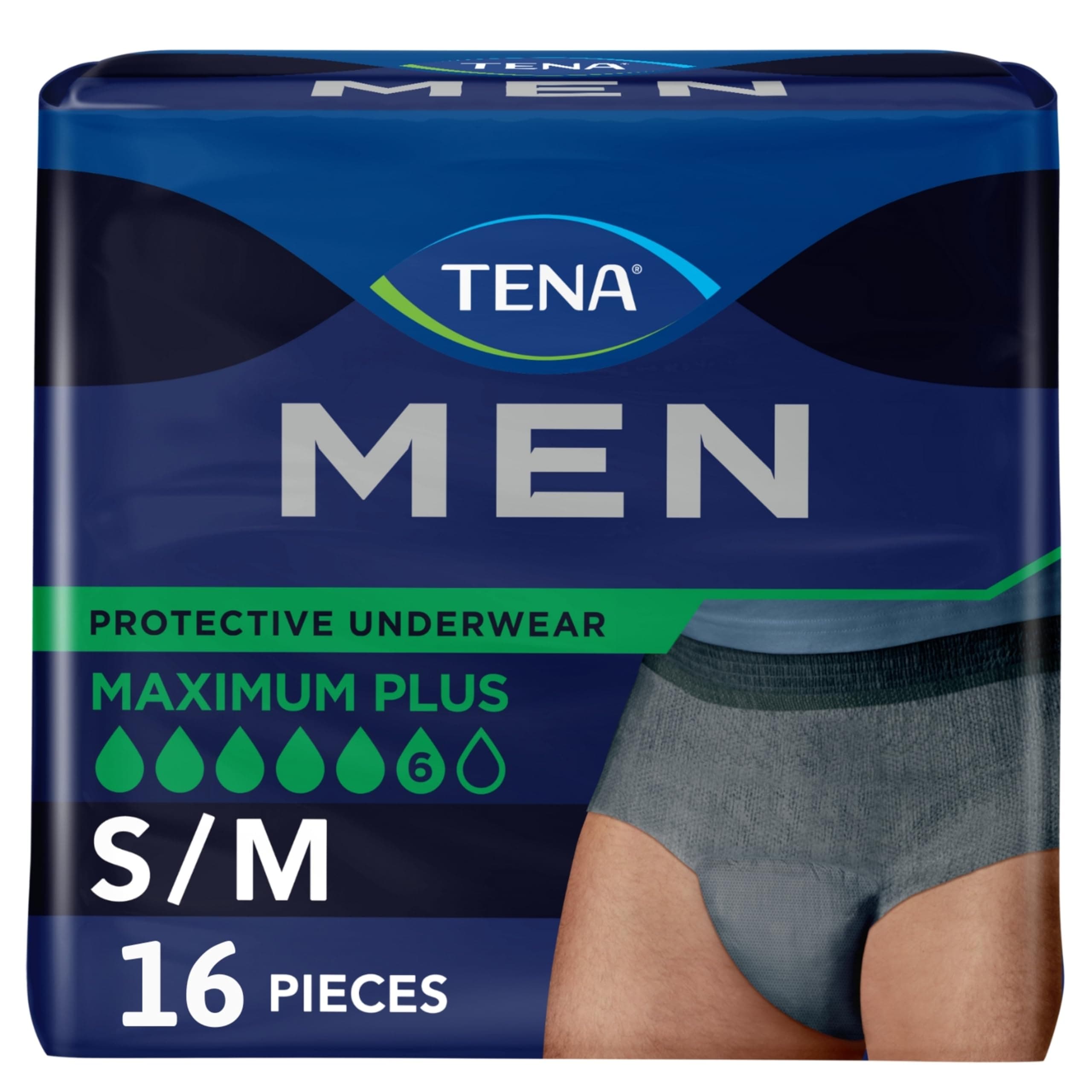 Tena Incontinence Underwear for Men, Protective, Medium/Large, 16 Count