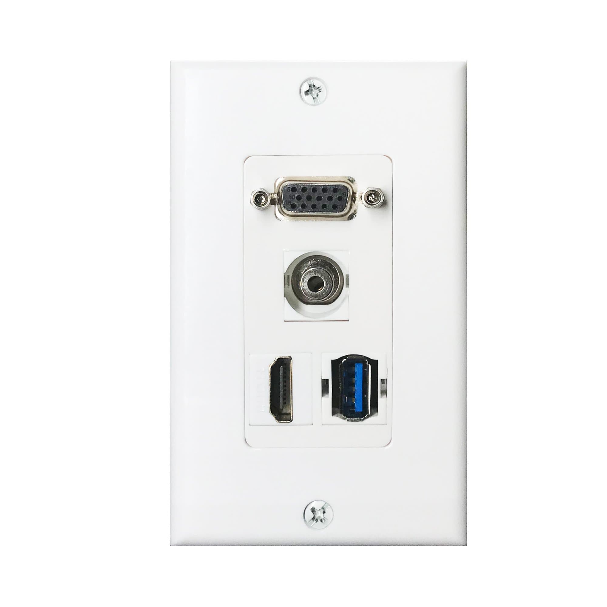 HDMI USB VGA 3.5mm Audio Wall Plate,Yomyrayhu,Works for Home Theater,HDTV and More
