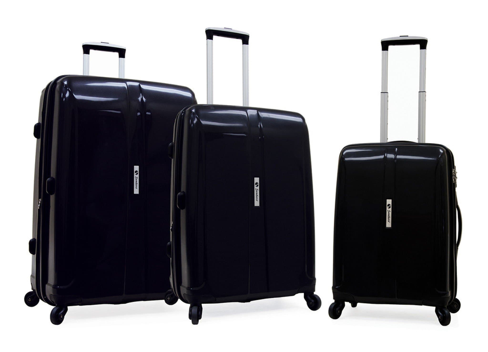 Shuttle Hardside Luggage Expandable Spinner 3 PC Set - Black Color
