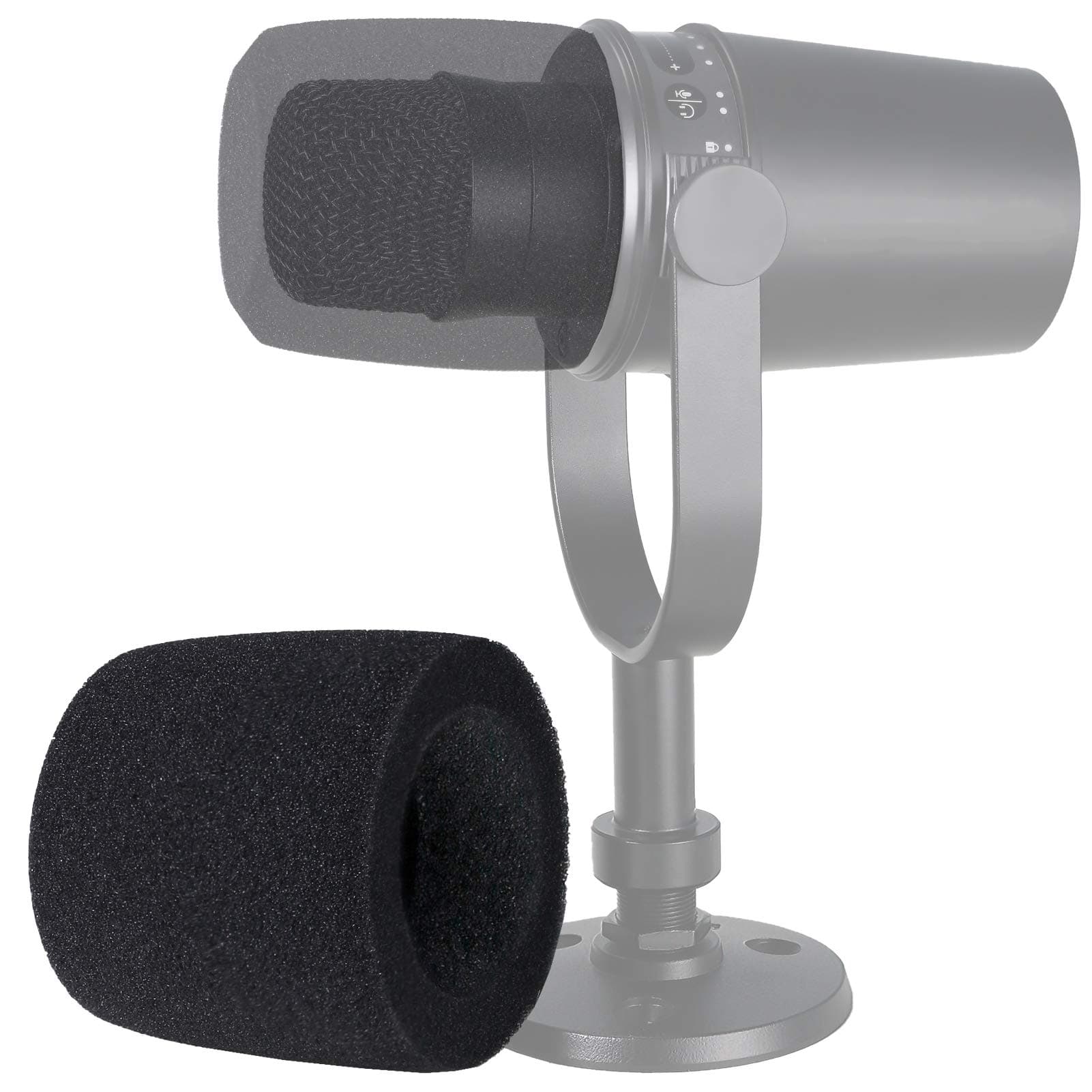 MV7 Pop Filter - Mic Foam Cover Windscreen Compatible with Shure MV7 Podcast Microphone to Blocks Out Plosives