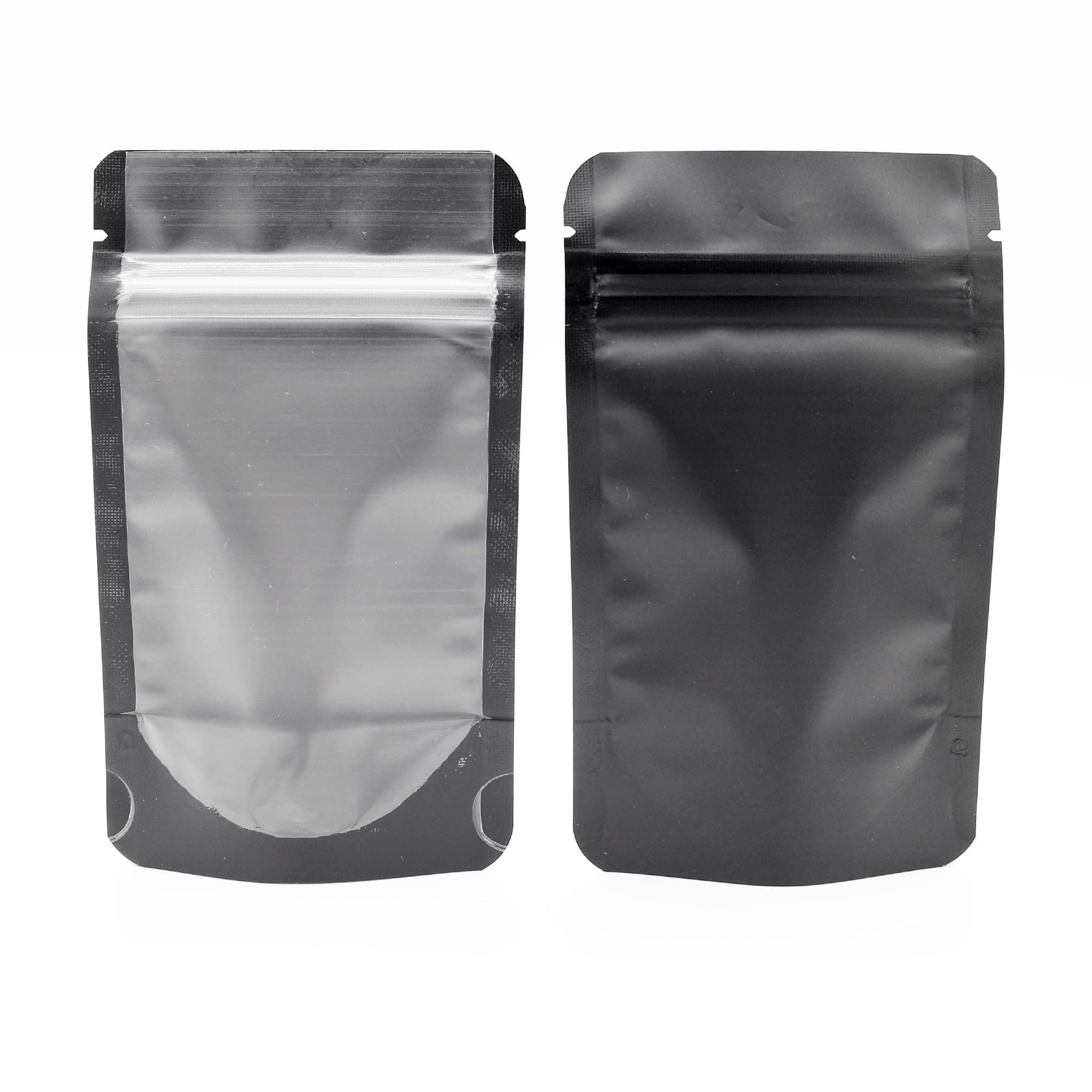 QQ Studio Pack of 100 Translucent Front Matte Black Poly Plastic Resealable Bags (0.8oz (3" x 5"), Stand-Up Pouch)