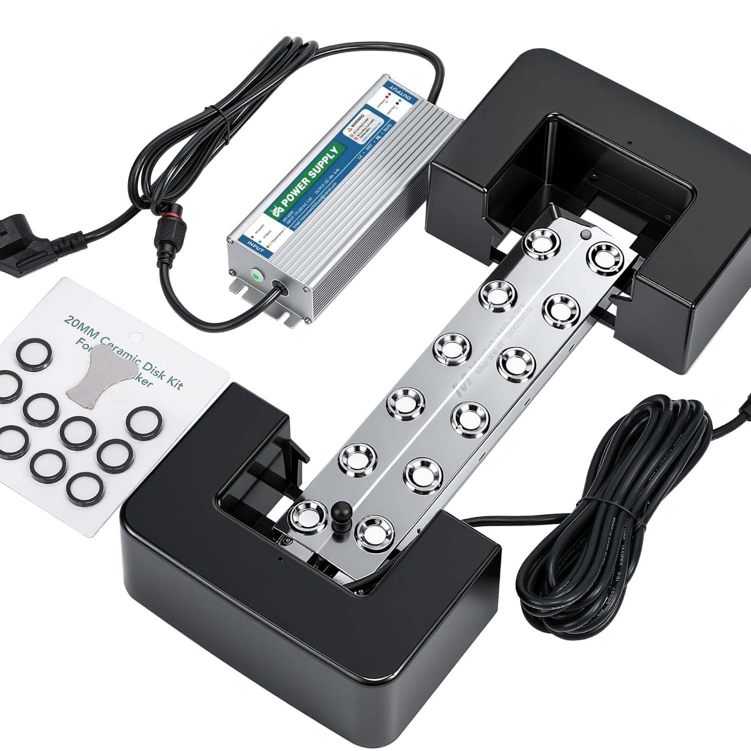 Mxmoonant Mist Maker 12 Head Ultrasonic Mister Pond Fogger 8400ml/H Humidifier w/400W Power Supply, Float, Replacement Discs for Water Fountain, Mushroom Plant Humidity, Halloween Decoration 110V