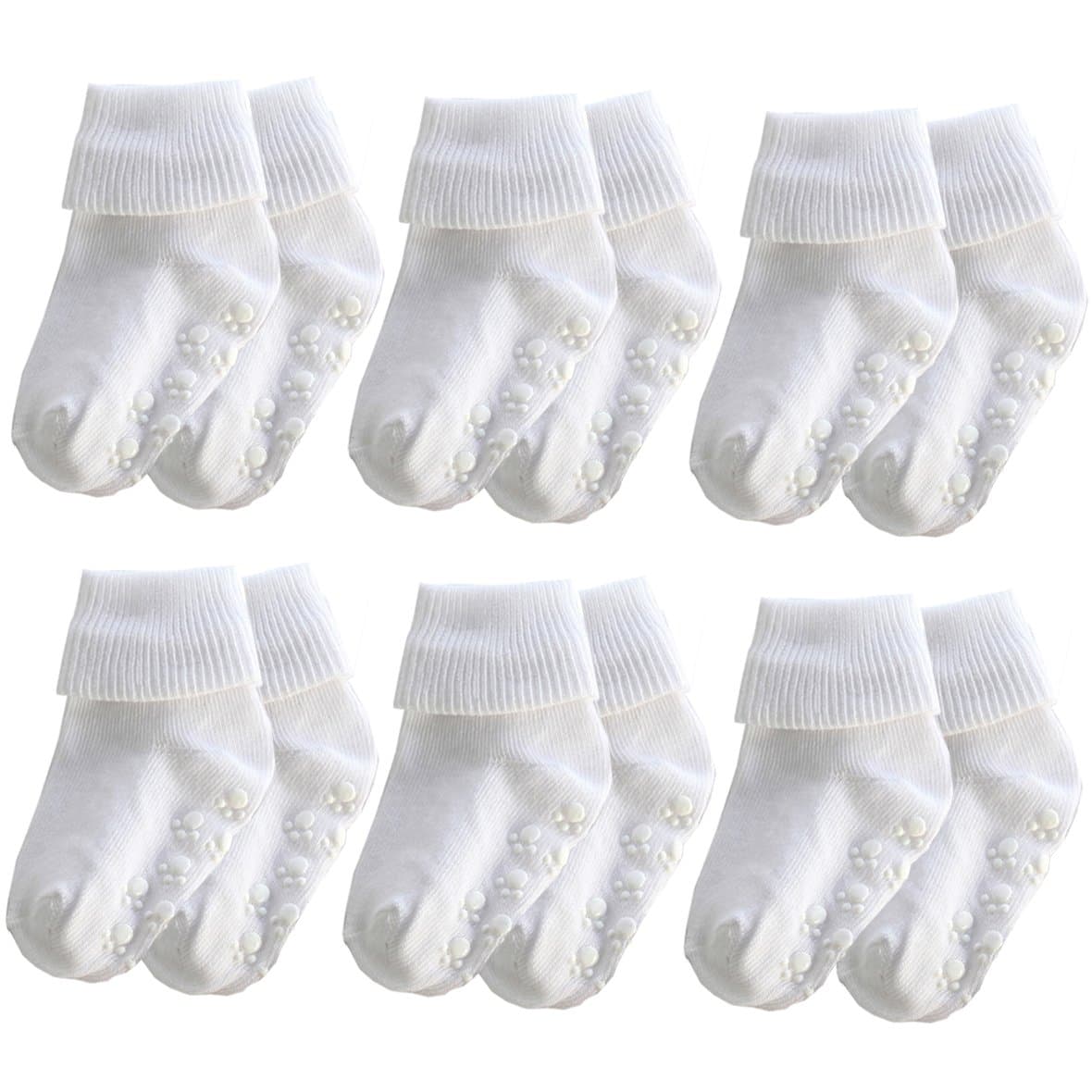 6 &12 Pairs Infant Toddler Baby Kids Turn Cuff Ruffle Cotton Socks