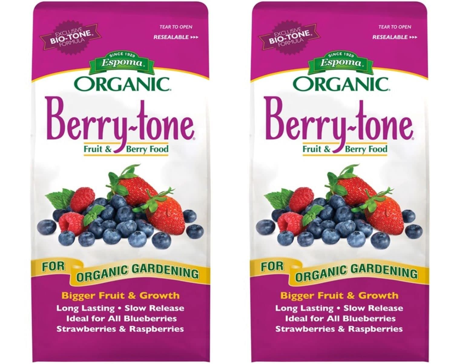 Organic Berry-Tone 4-3-4 Natural & Organic Fertilizer and Plant Food for All Berries. 4 lb. Bag. Use for Planting & Feeding to Promote Bountiful Harvest - Pack of 2