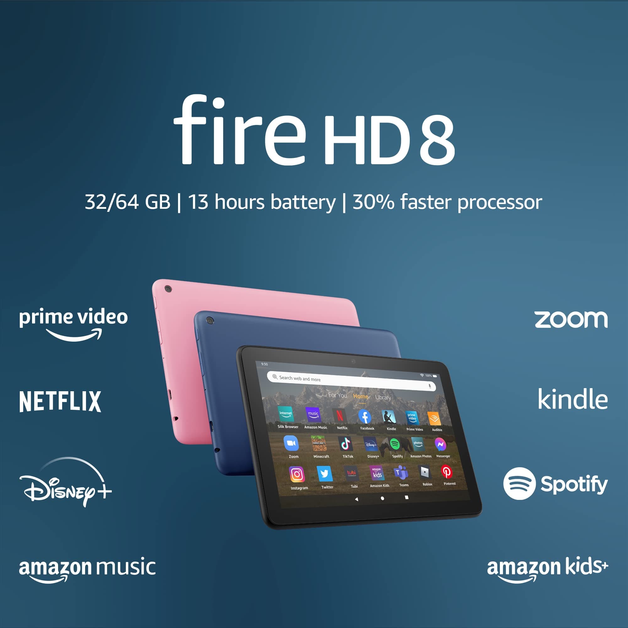 Like-New Amazon Fire HD 8 tablet, 8” HD Display, 64 GB, 30% faster processor, designed for portable entertainment, (2022 release), Denim