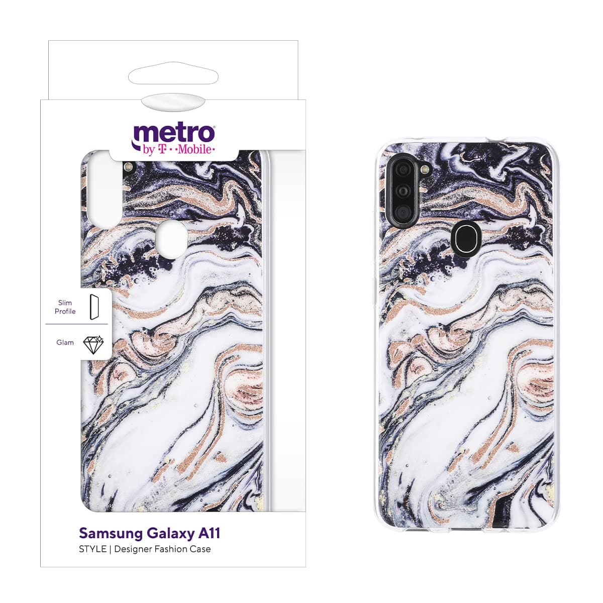 METRO BY T-MOBILE Samsung Galaxy A11 Style Fashion Case Sparkling Marble