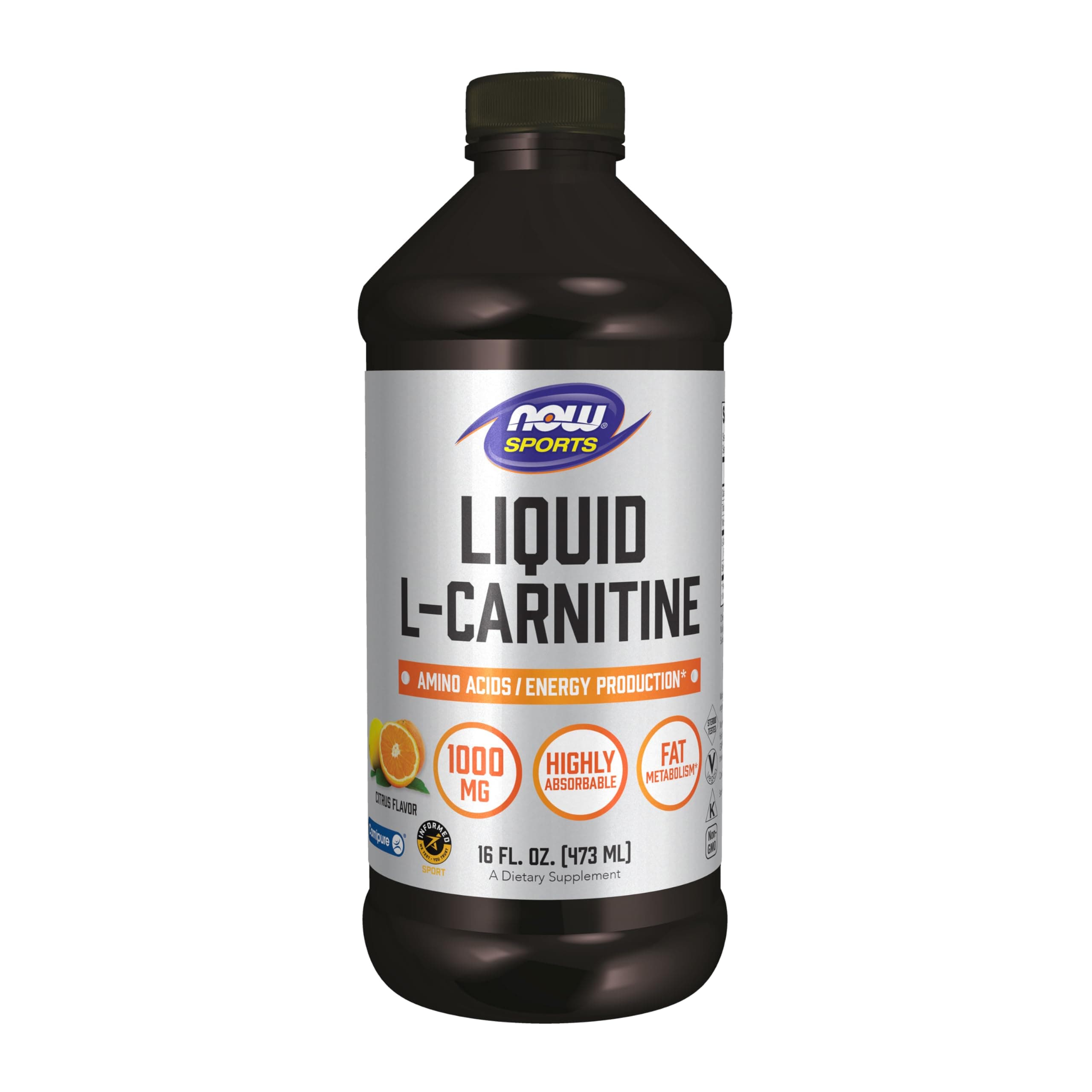 Now Sports Nutrition, L-Carnitine Liquid 1000 Mg, Highly Absorbable, Citrus, 16-Ounce