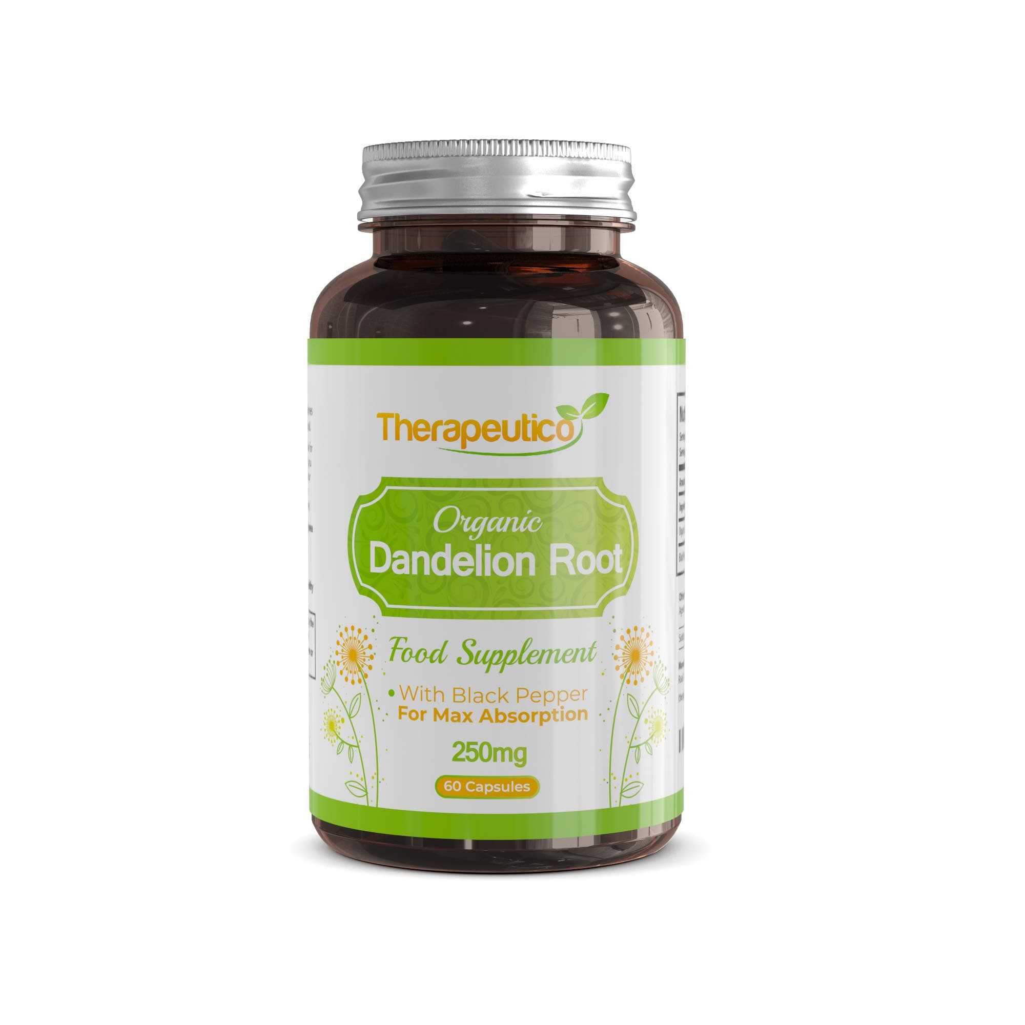 Organic Dandelion Root Capsules with Black Pepper | 60 Vegan Capsules | Maximum Absorption | No Preservatives | Made in UK