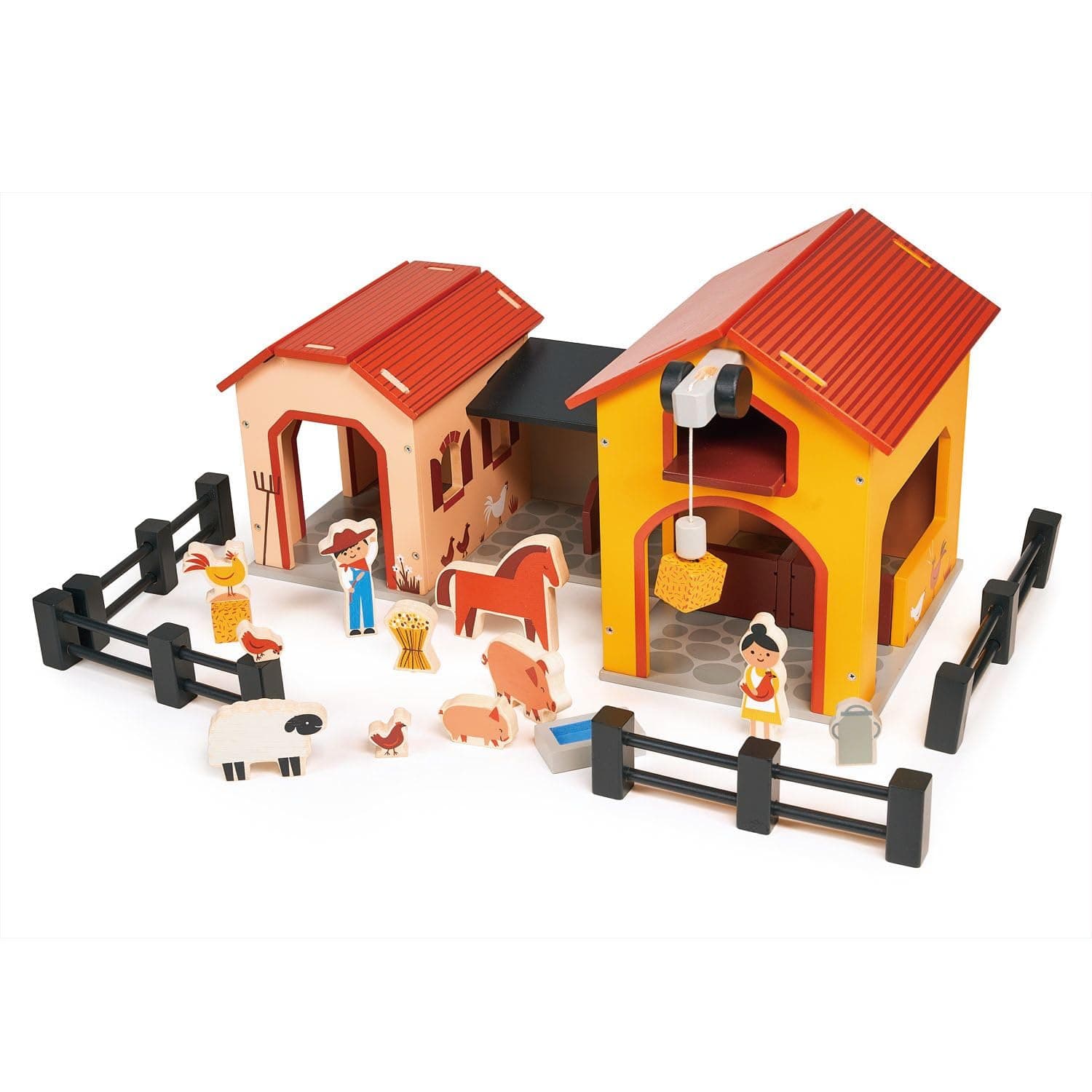 mentari Billy's Barnyard Farm Ranch Toy Complete Playset, 19.69-inch Length, Accessories for Imaginative Play and Farmyard Adventures