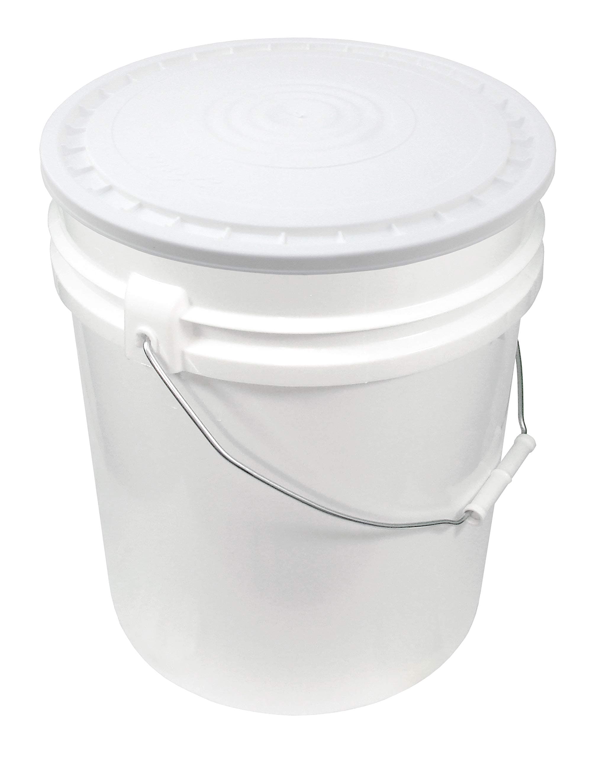 5 Gallon White Bucket with White Easy Snap Lid