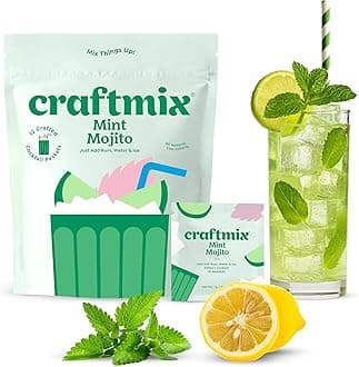 Craftmix Mint Mojito Cocktail & Mocktail Drink Mixer, Skinny Mixes - Water Flavoring Packets - Made With Real Fruit - Vegan Low-Carb, Low-Sugar, Non-GMO, Dairy Free, Gluten Free, 12 Pack