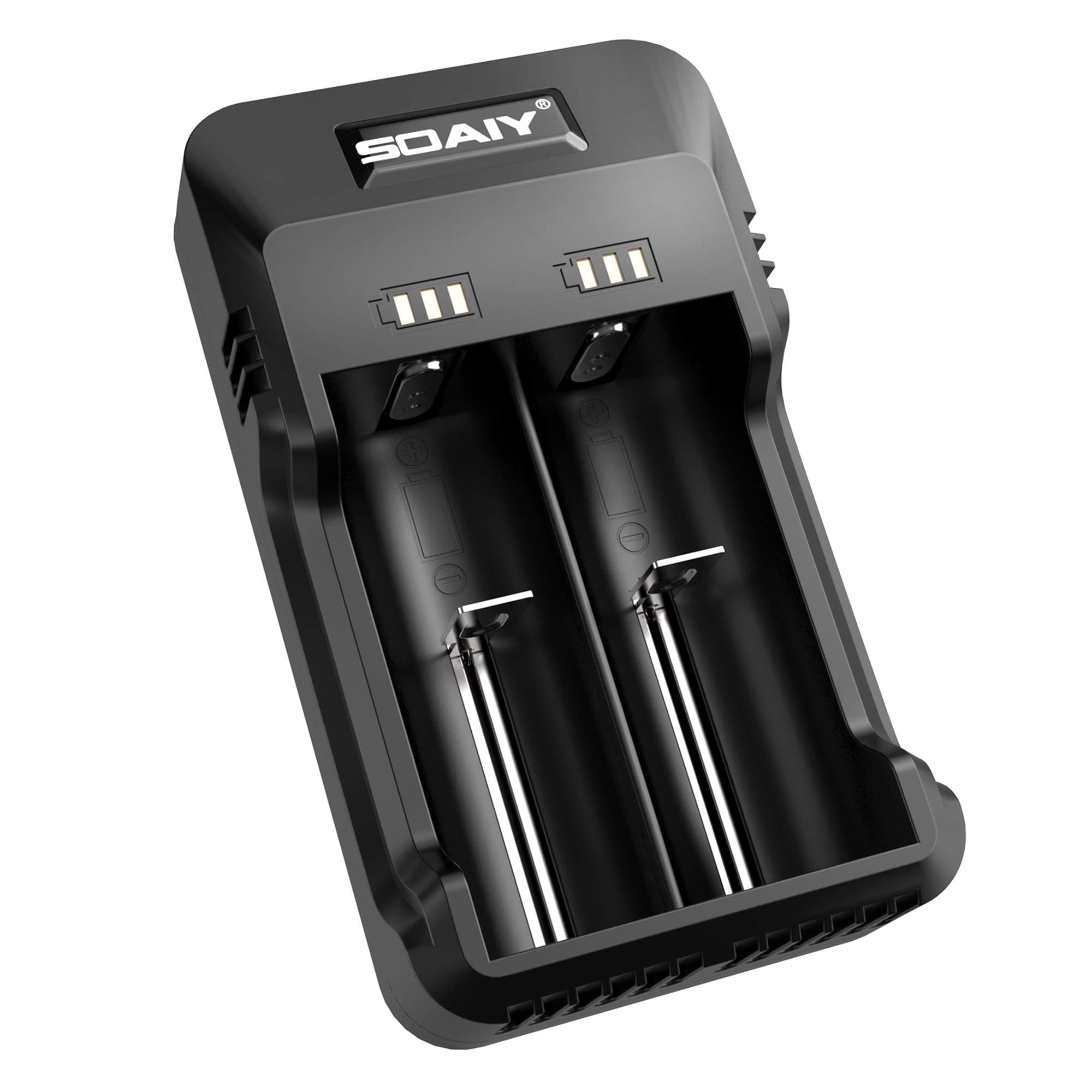 SOAIY Intelligent Battery Charger with LED Indicator, USB Universal Charger for 3.7V Li-ion 26650/18650 A/AA/AAA C 1.2V Ni-Mh Ni-Cd Rechargeable Batteries, 2 Slot