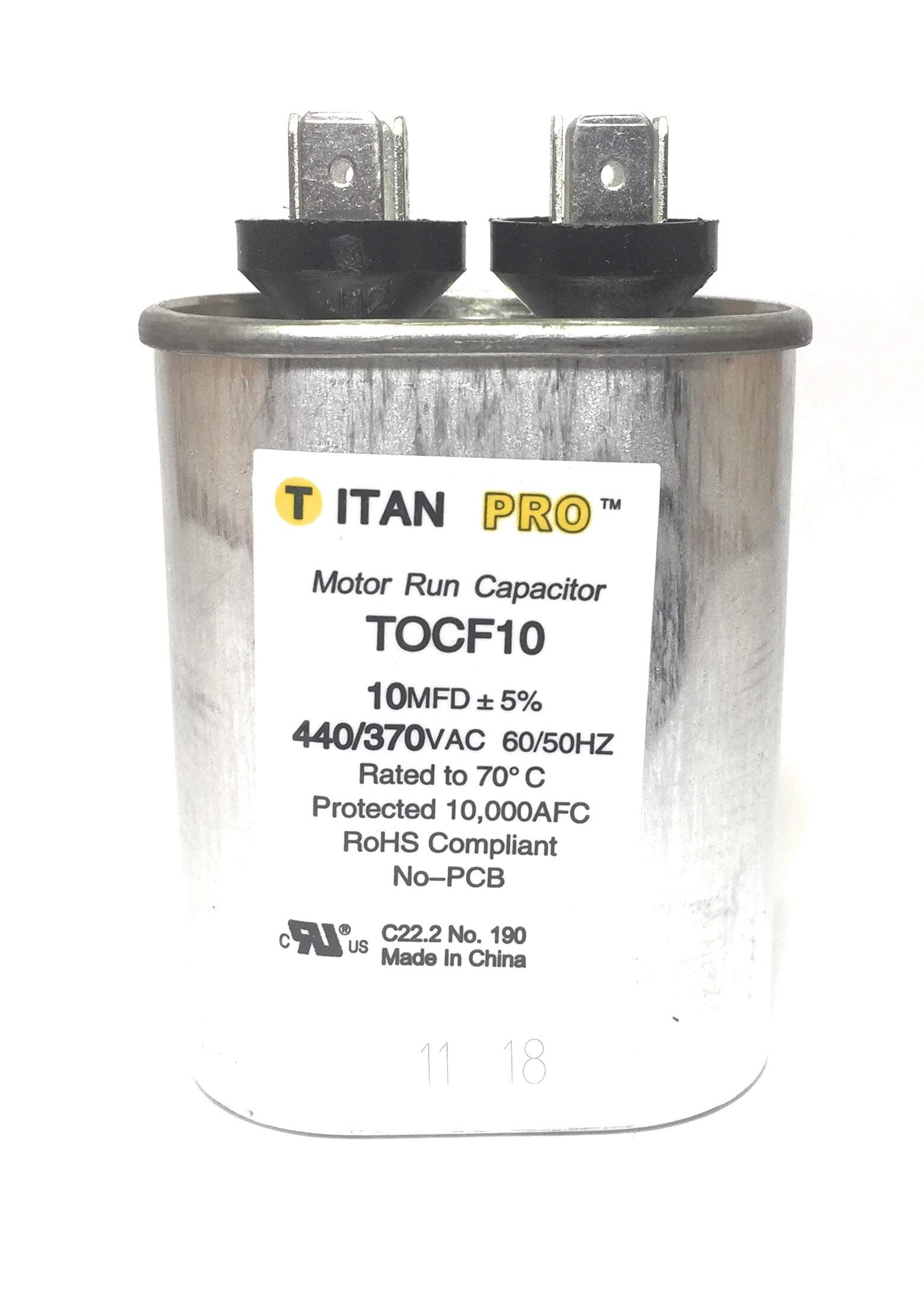 Packard TOCF10 10 MFD 440/370V Oval Capacitor