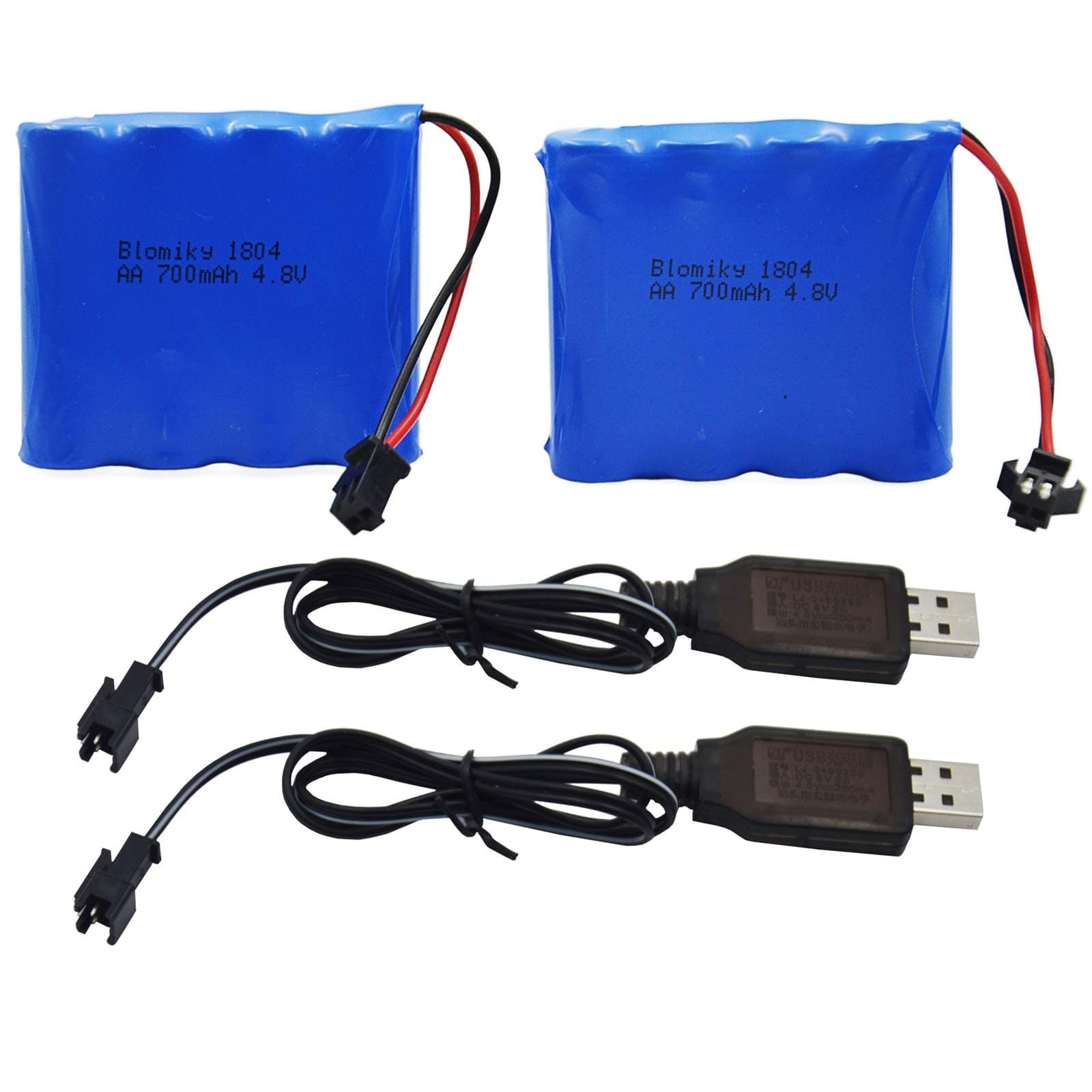 2 Pack 4.8V 700mAH Ni-Cd Battery Pack and 2 USB Cable Suitable for SY-E511 RC Excavator C181 C182 C185 1/18 Scale RC Truck / C181 Battery & USB 2