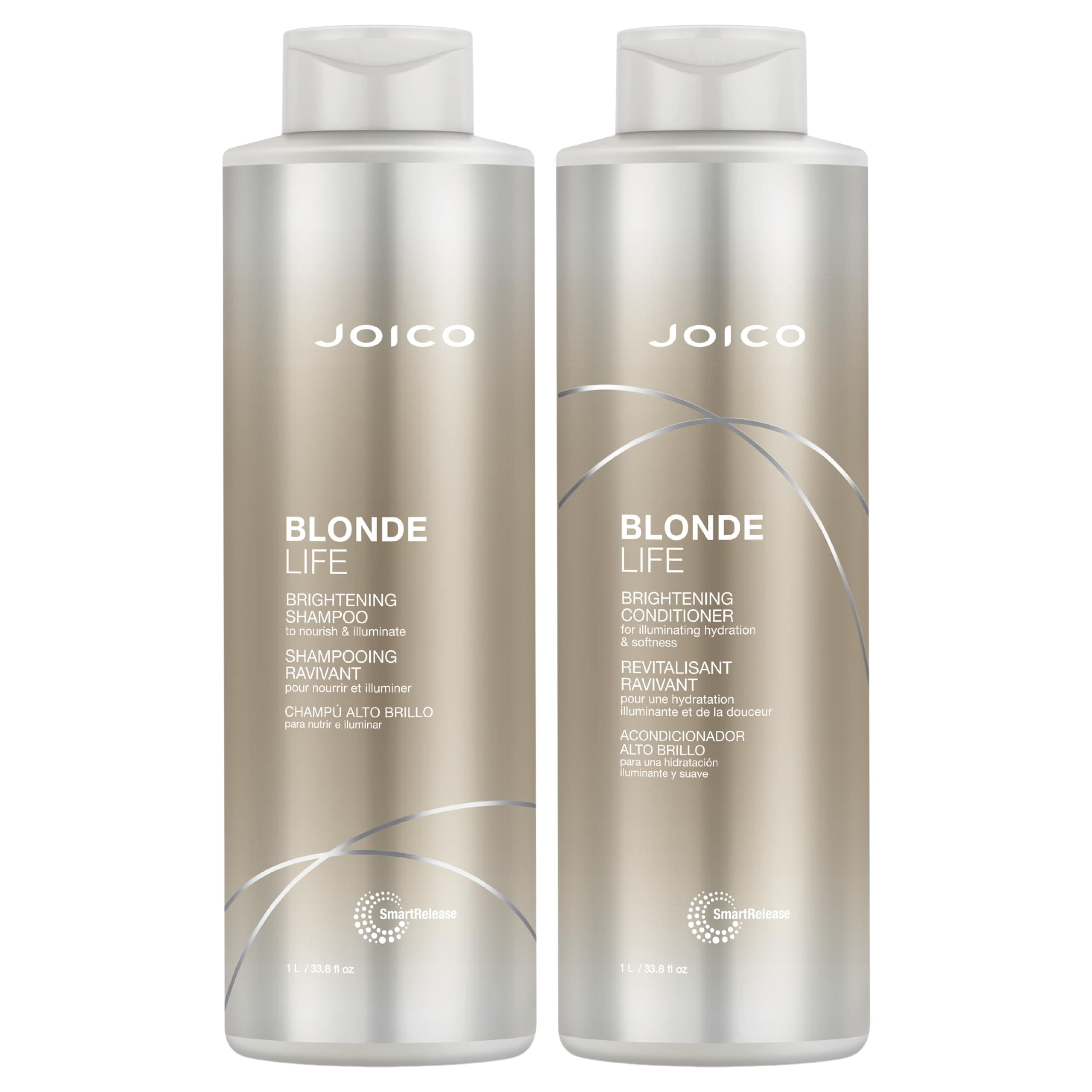 Blonde Life Illuminating Shampoo & Nourishing Conditioner 1000ml Duo Set + FREE PUMPS for Blonde/Grey/Platinum Hair Anti-Brass