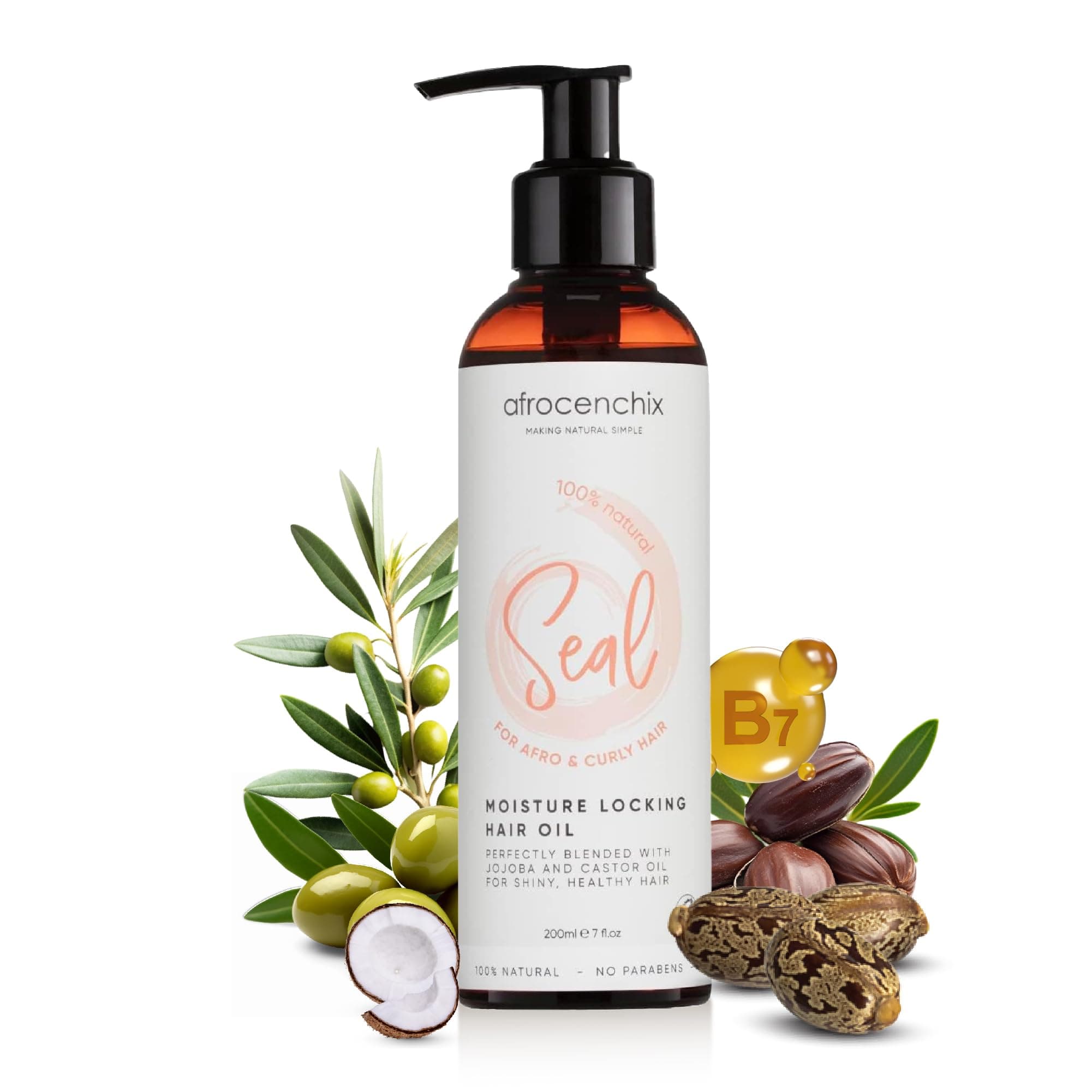 Sponsored Ad – Afrocenchix Seal Hydrating & Moisturising Hair Oil, with jojoba, coconut & castor oil extracts to Control Frizz, Strengthen, Repair, & Add Shine to Dry & Damaged Hair, Vegan & Sulphate Free, 200 ml